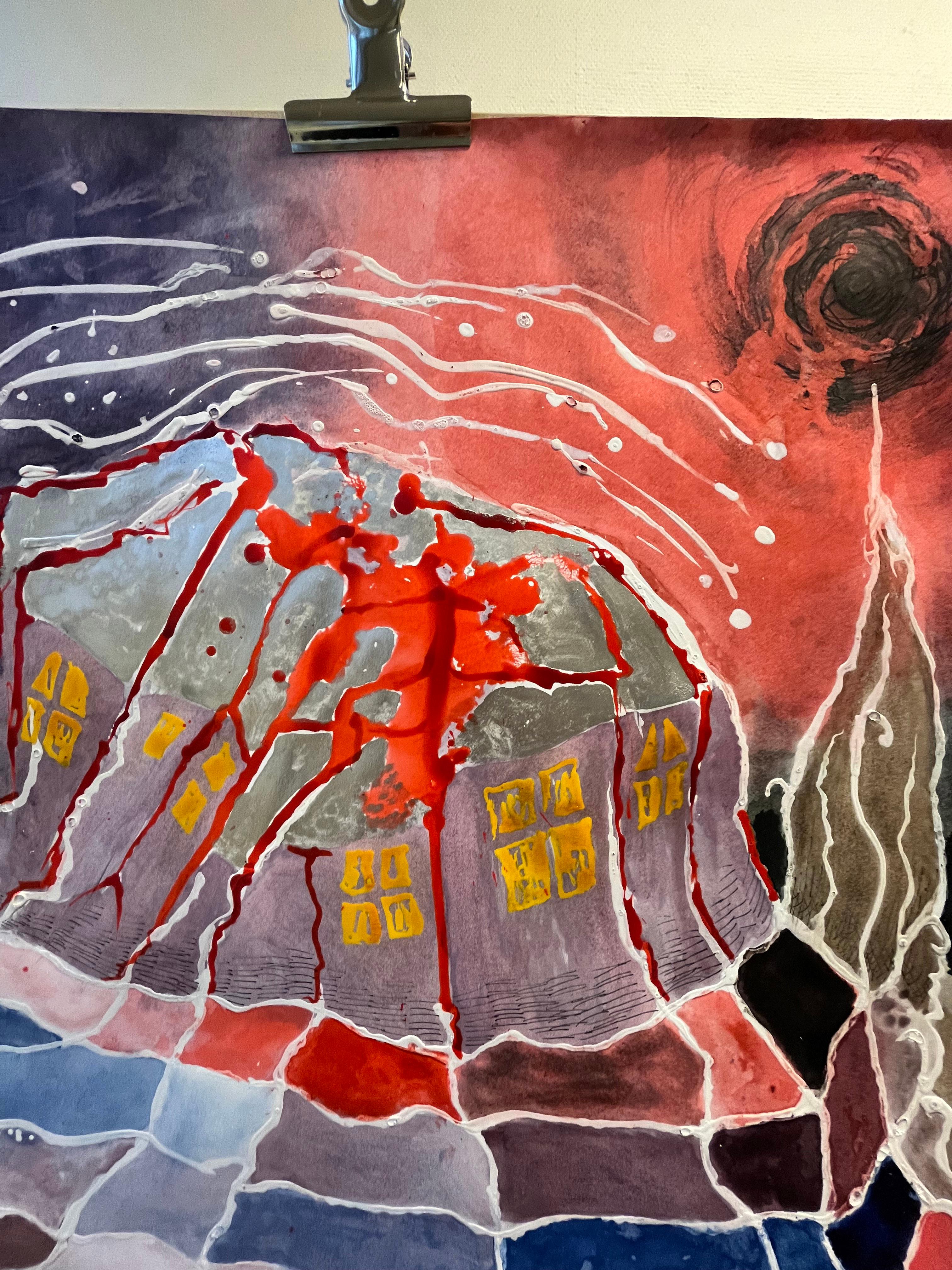 Tinta china, acuarela, tinta acrílica sobre papel artístico Canson 