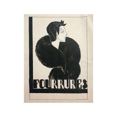 Nice ink poster project from the 1930's - Art Deco - Fashion - Furs