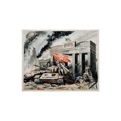 Watercolor ink and Lavis for the Battle of Berlin CCCP - USSR - World War II