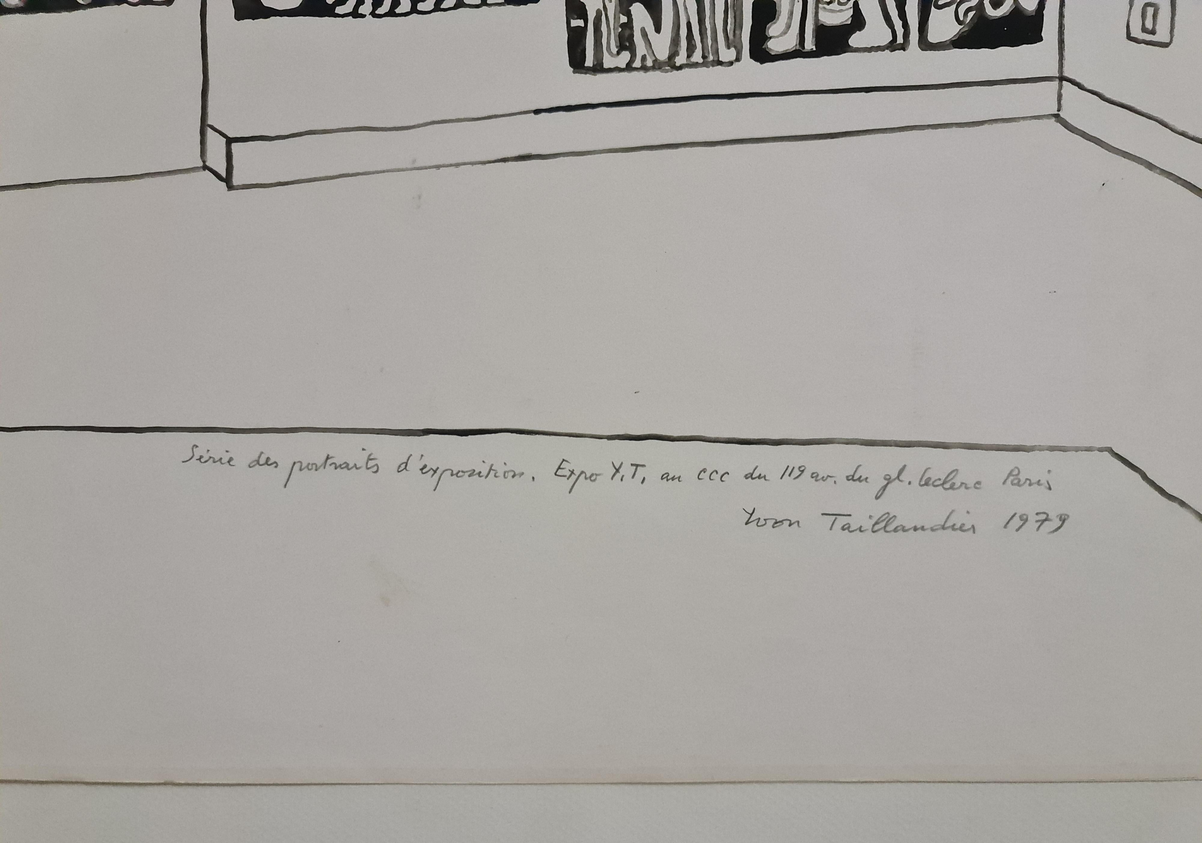 1979 Original Felt drawing of Yvon Taillandier Série des portraits d'exposition For Sale 3
