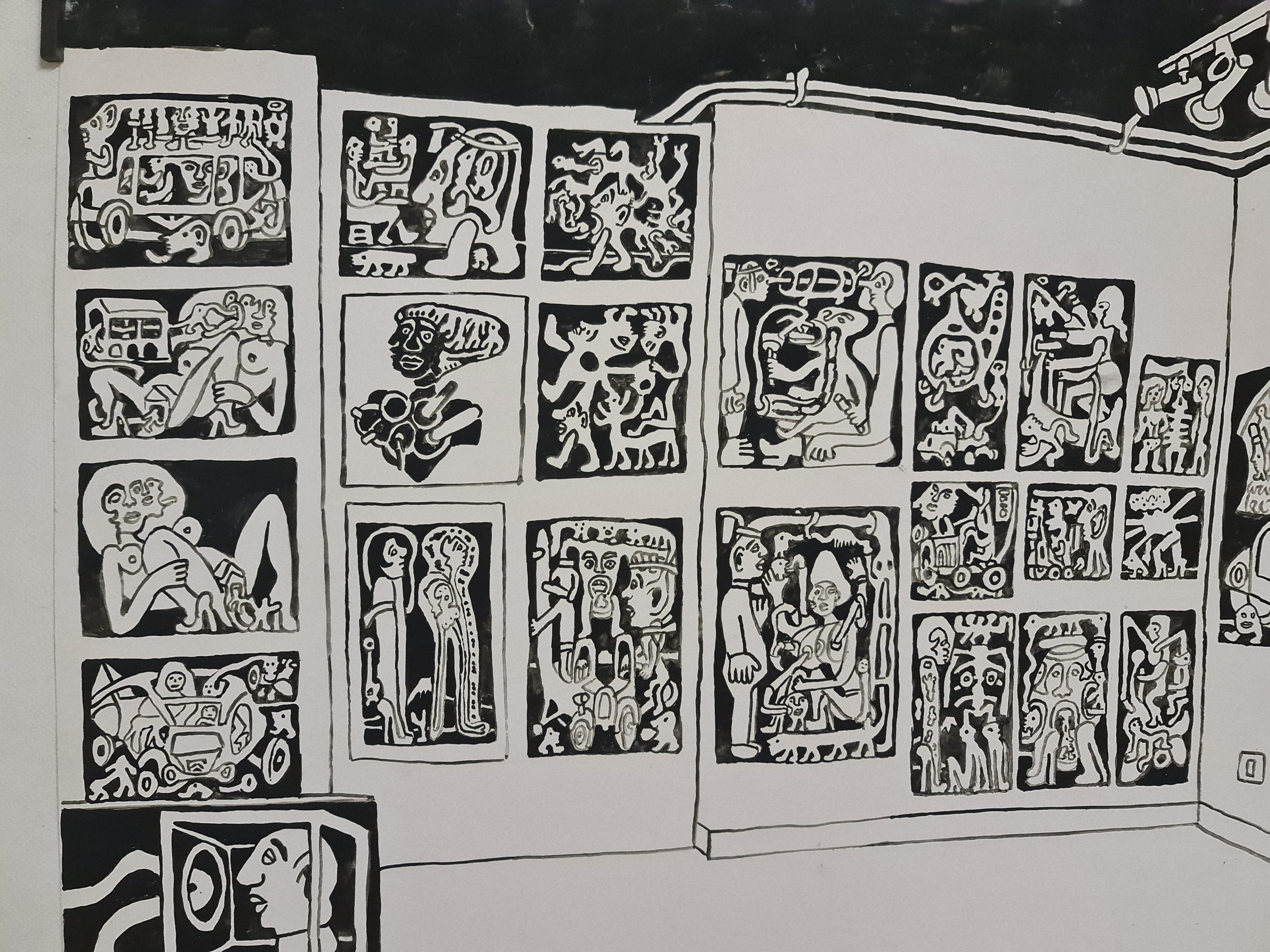 1979 Disegno originale in feltro di Yvon Taillandier Série des portraits d'exposition in vendita 4
