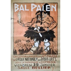 Antique 1925 Original gouache for the 1st Bal Païen - Beaux-Arts Paris