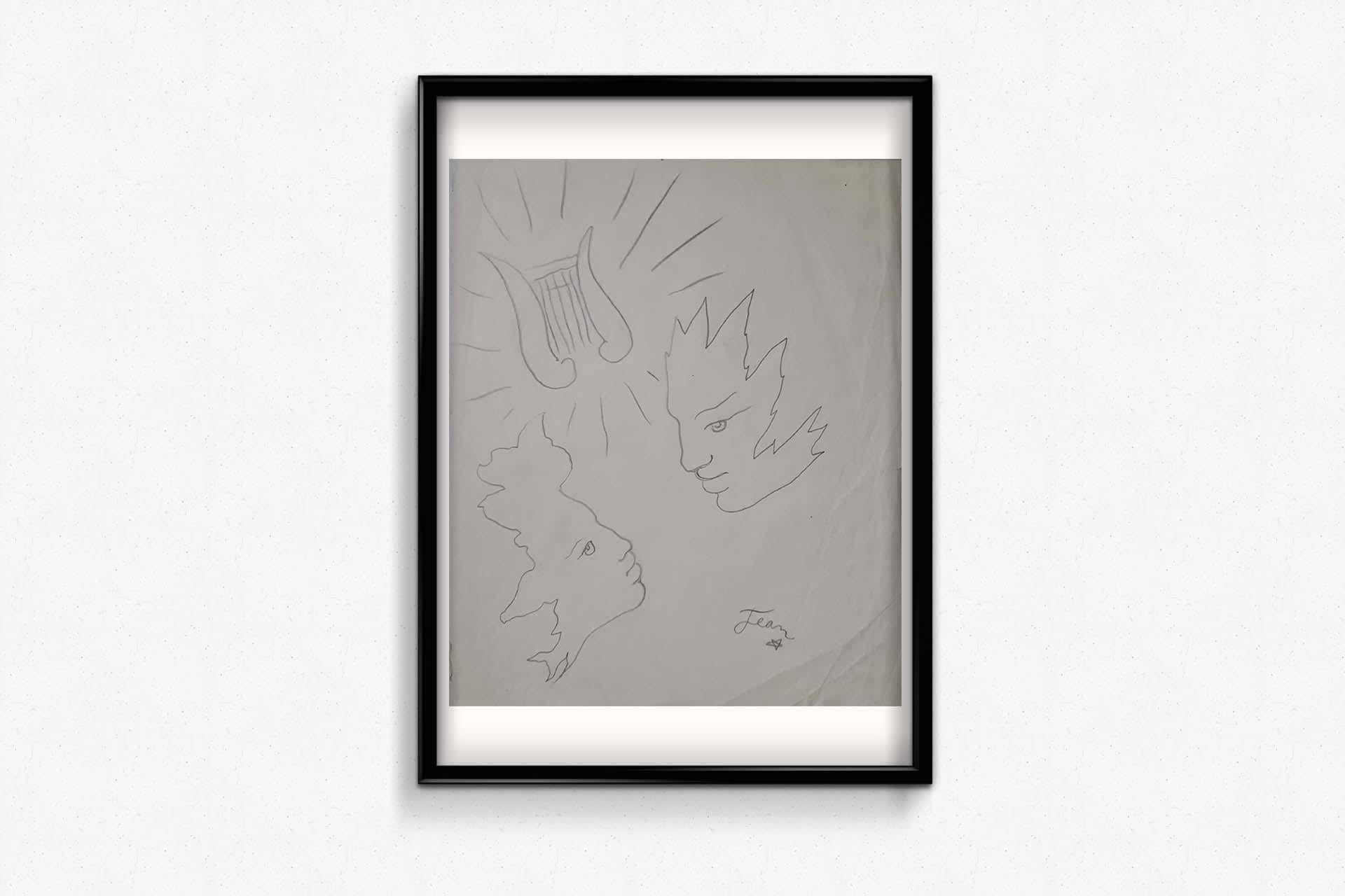 Jean Cocteau's Zeichnung „Le Couple et la Lyre“ im Angebot 3