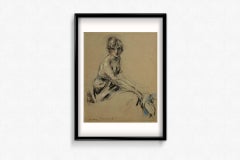 Circa 1920 pastel "Élégante au chapeau bleu" by Louis Icart - Parisian elegance