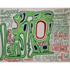 2006 dessin original au feutre d'Yvon Taillandier - Pourquoi crient-ils ?