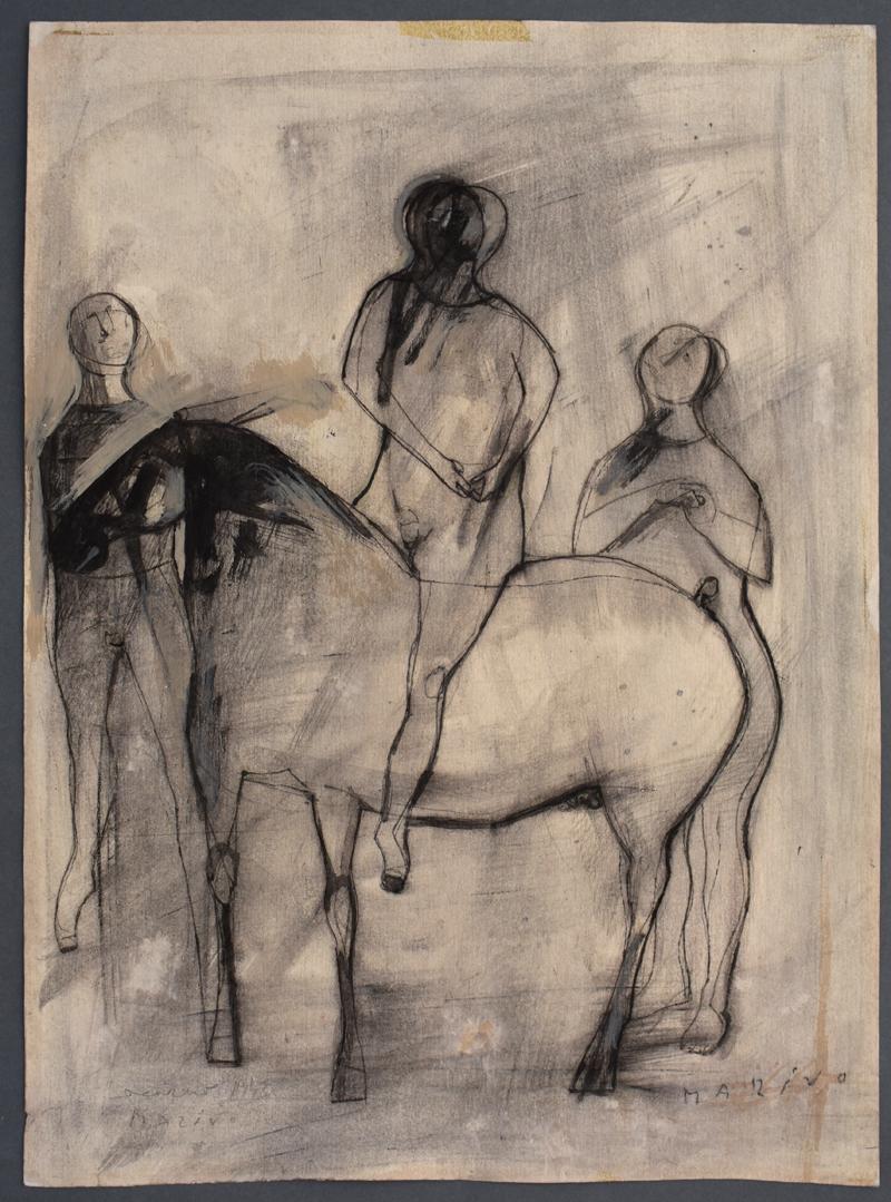 Jugglers and Horse  Giocolieri e Cavallo - Art by Marino Marini