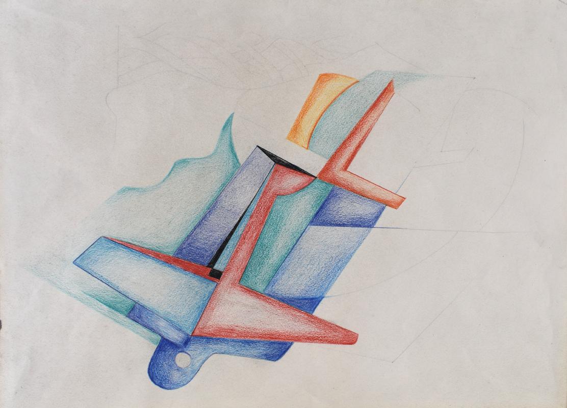 Mino Delle Site Abstract Drawing - Untitled  Senza Titolo, Italian Futurism, Drawing