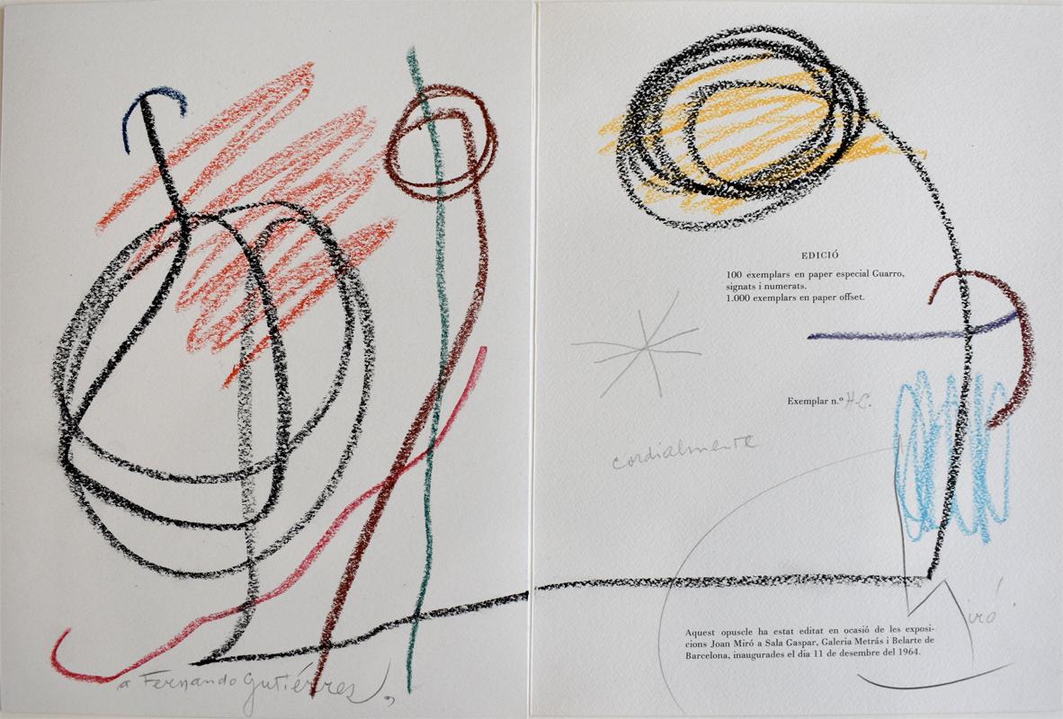 Joan Miró Abstract Drawing - Untitled (Fernando Gutiérrez)  Sans titre - Spanish Art, Dedicated Drawing