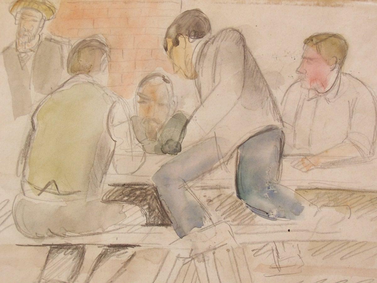 Granville - Männer sitzen an einem Tisch  – Art von Alfred Reth