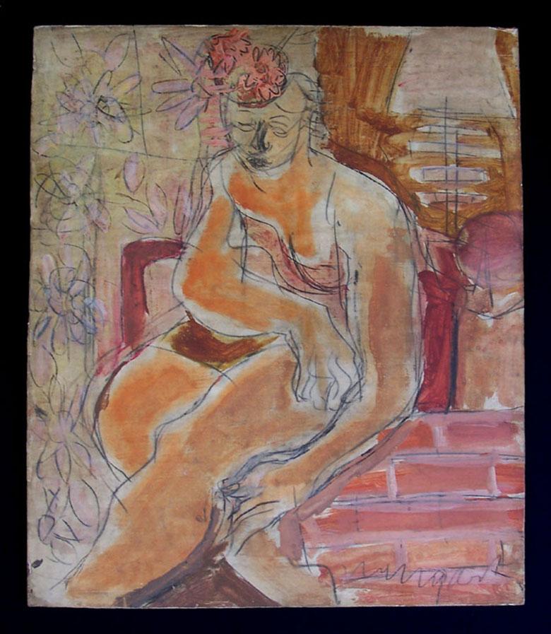 Sitzende Frau mit geblümtem Hut (Impressionismus), Painting, von Joachim Weingart