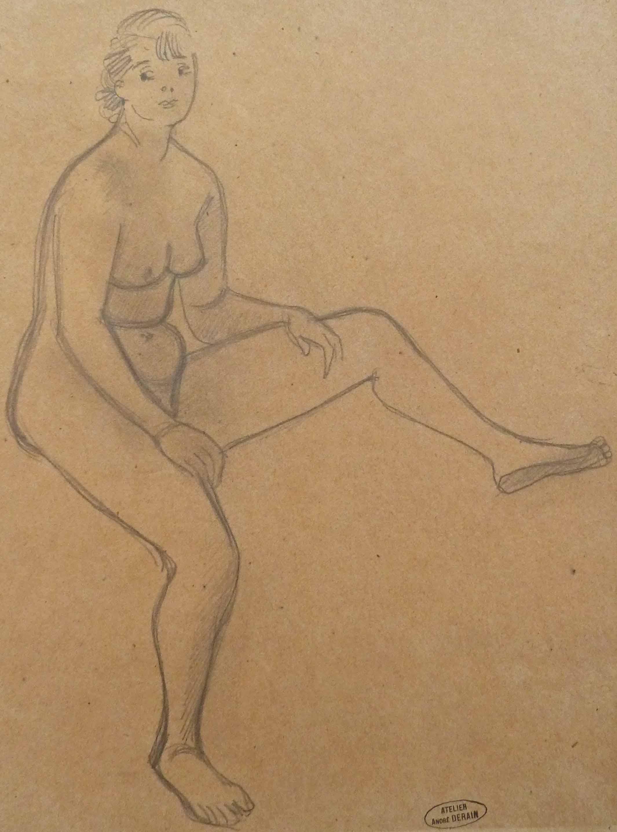 Sitting Nude (ressemblant à un nu) - Art de André Derain