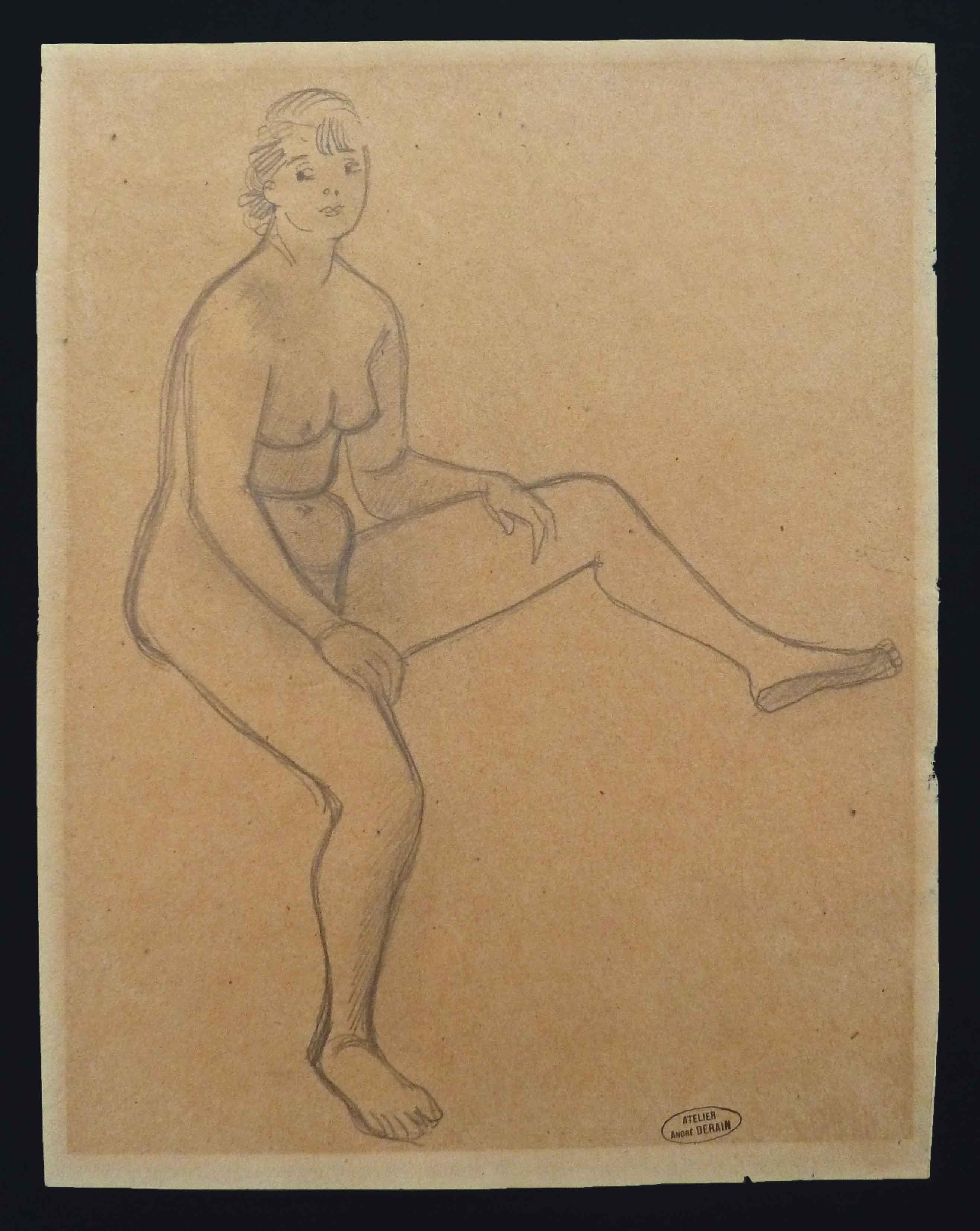 Sitting Nude (ressemblant à un nu) - Fauvisme Art par André Derain