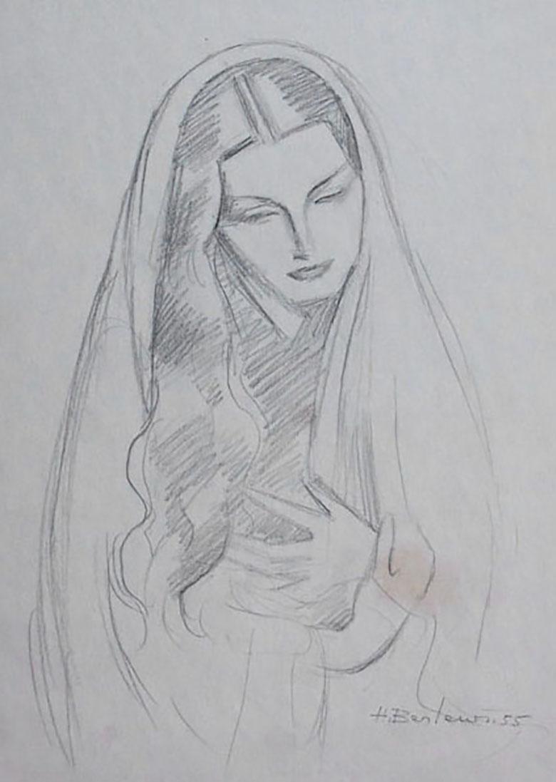 Henryk Berlewi Portrait - Woman with Long Hair