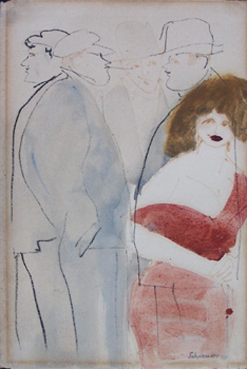 David Schneuer Figurative Art - Figures in Paris