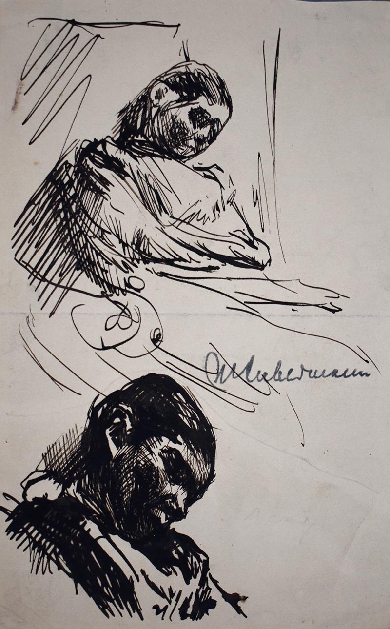 Max Liebermann Figurative Art - Sleeping – Double Portrait Martha Liebermann  Schlafende – Zwei studien von Mar