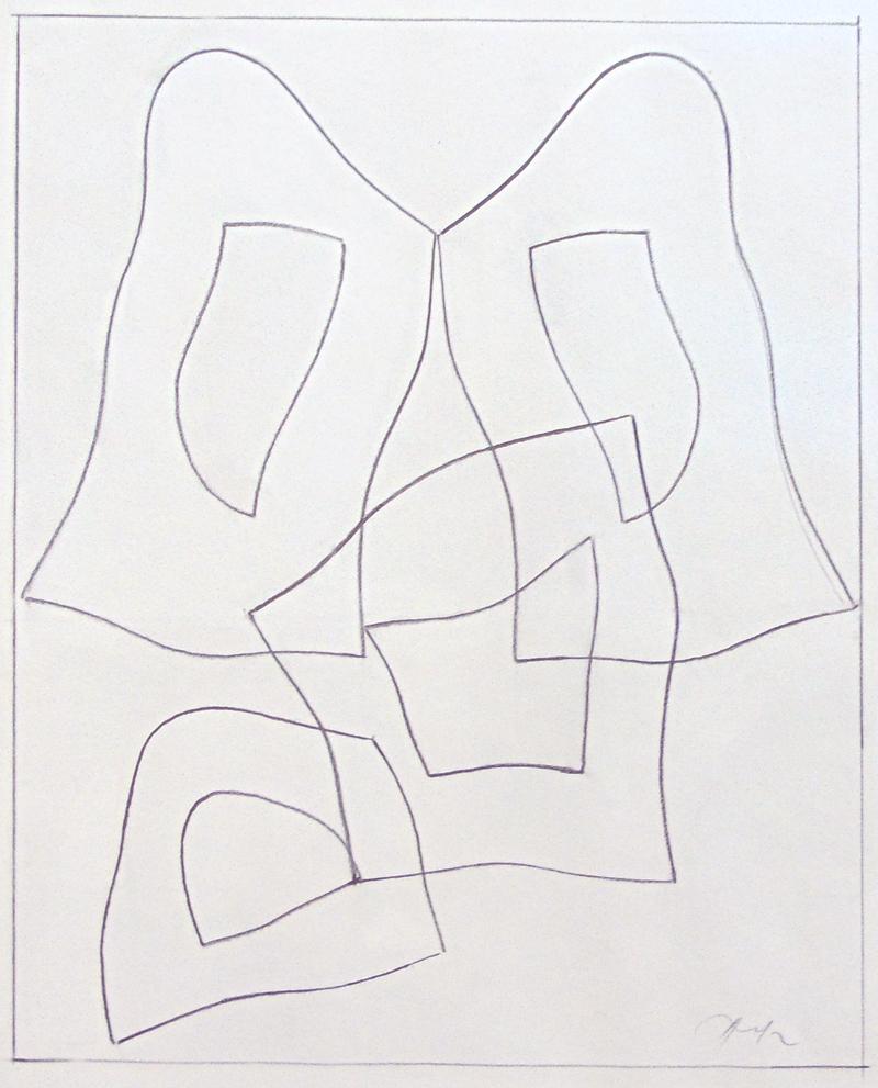 Hans Arp Abstract Drawing - French Form - Pencil Drawing - Abstract French German