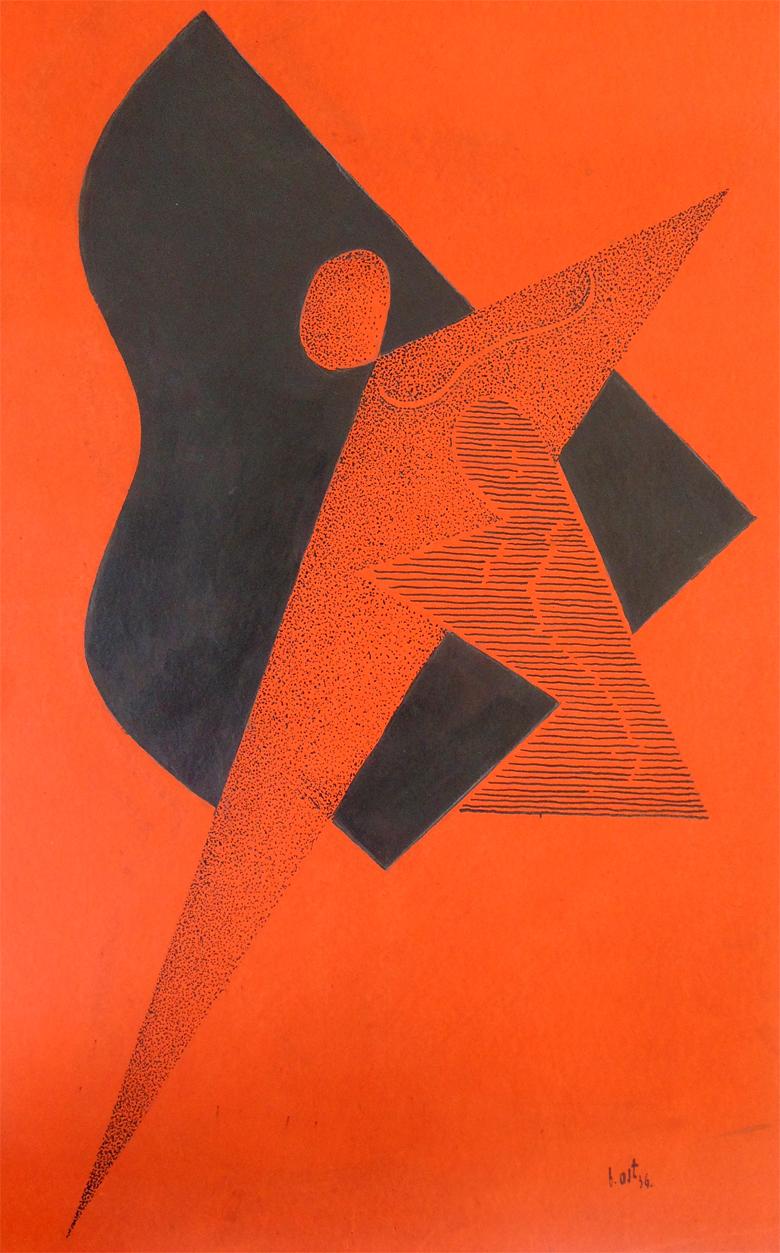 Frederic Ost Abstract Drawing - Abstract Figure - Czech Art