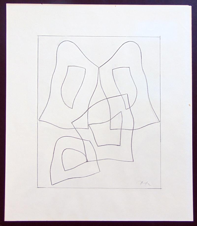 French Form - Pencil Drawing - Abstract French German - Art by Hans Arp