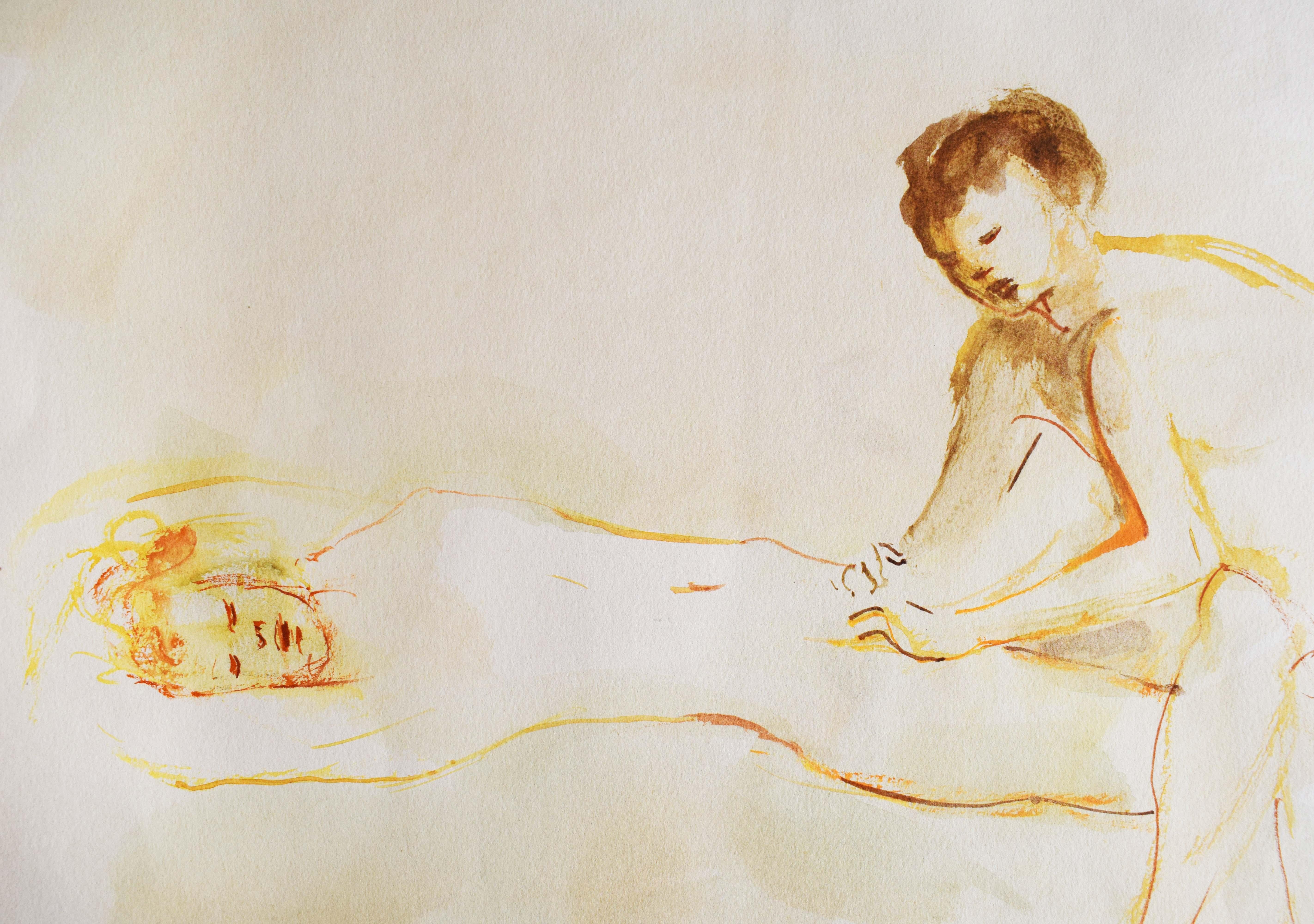 Questo disegno di Leonor Fini è firmato a mano dall'artista con inchiostro marrone 