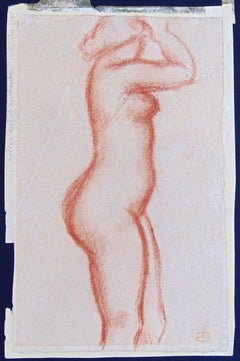 Standing Nude  Nude with raised Arms - Double Sided Drawing Nude