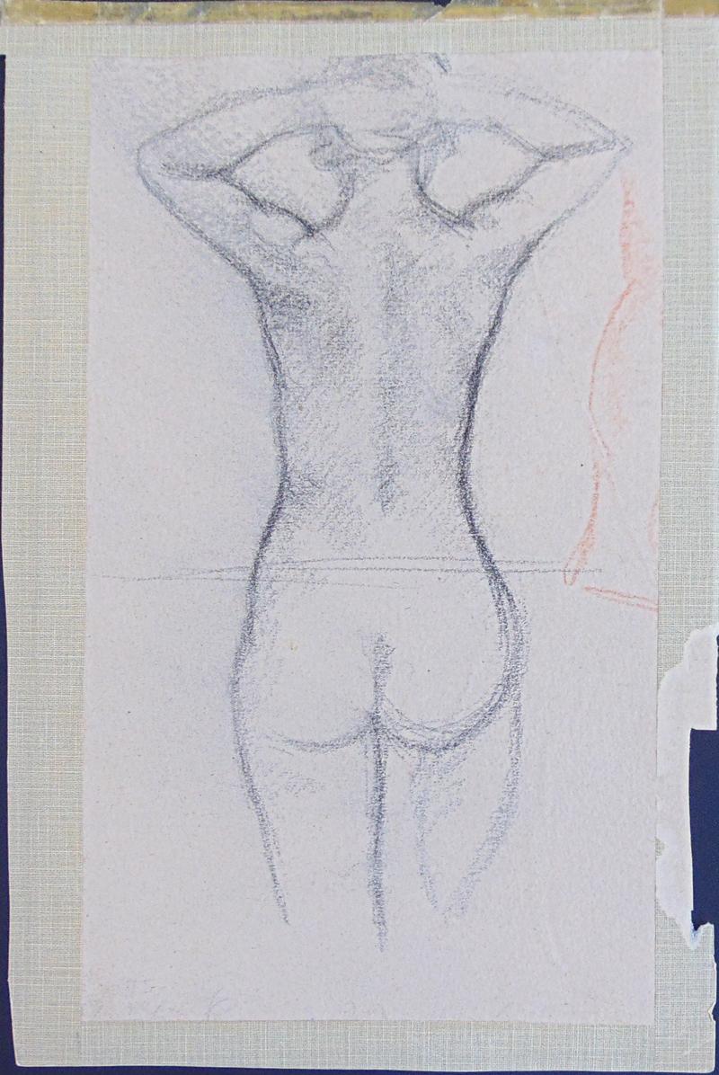 Ce dessin recto-verso est signé du monogramme de l'artiste 