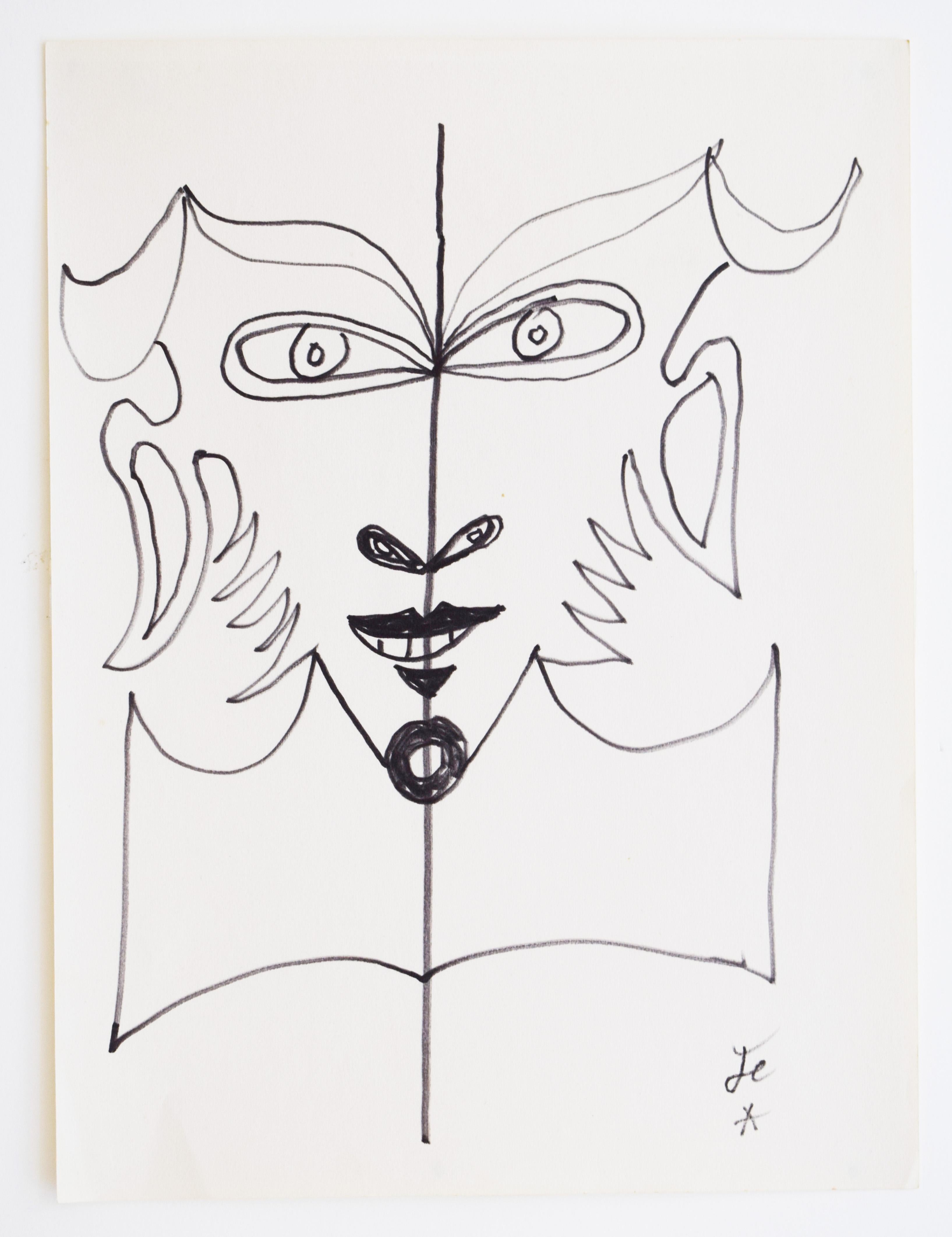 Dekorative Figur - Portrait Dekorative Figur Französisch (Surrealismus), Art, von Jean Cocteau