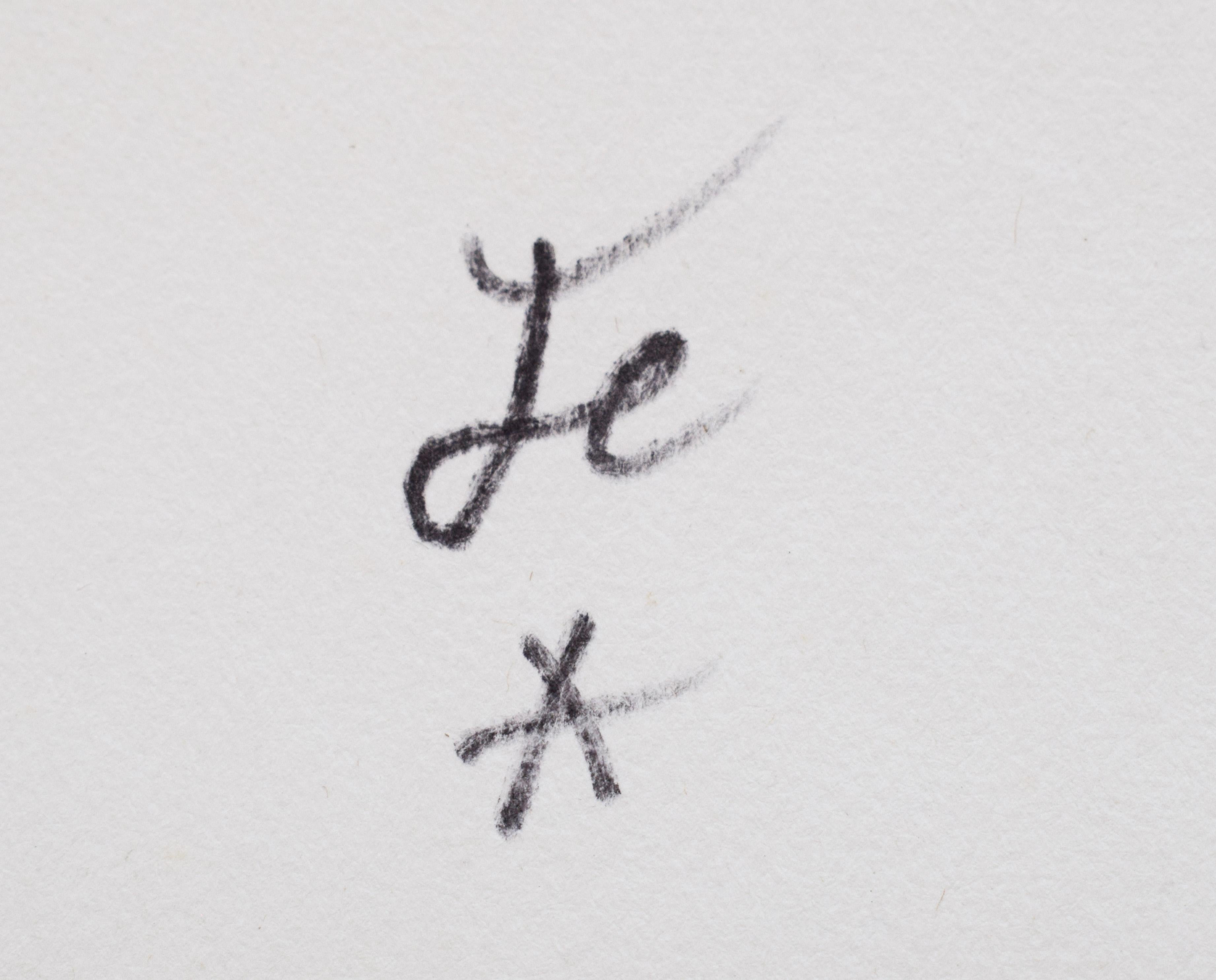 Signiert Filzstiftzeichnung signiert vom Künstler Jean Cocteau mit seinem Monogramm 