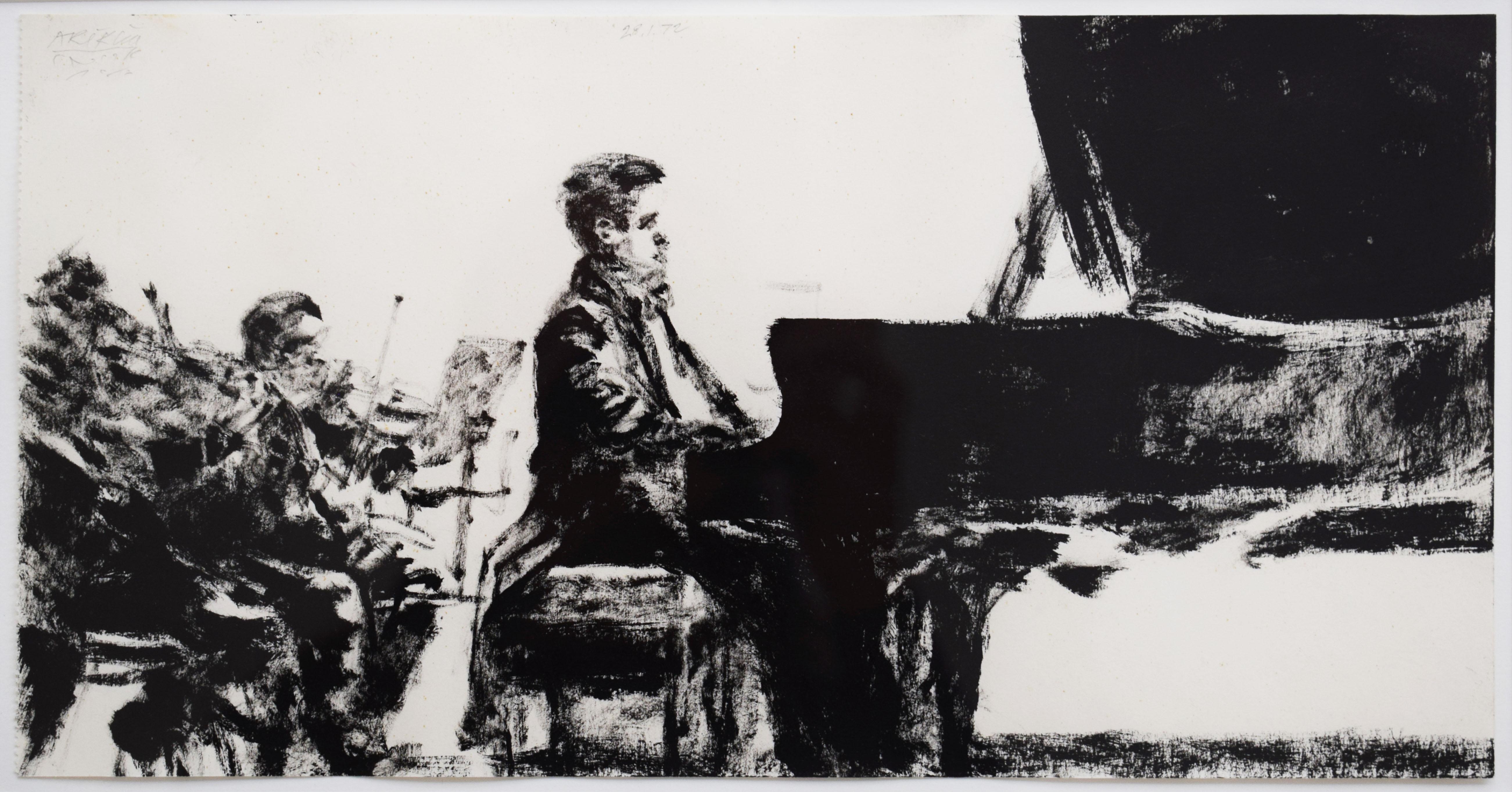 Eugene Istomin che suona il pianoforte al Theatre des Champs-Elysees - Compositore - Art di Avigdor Arikha