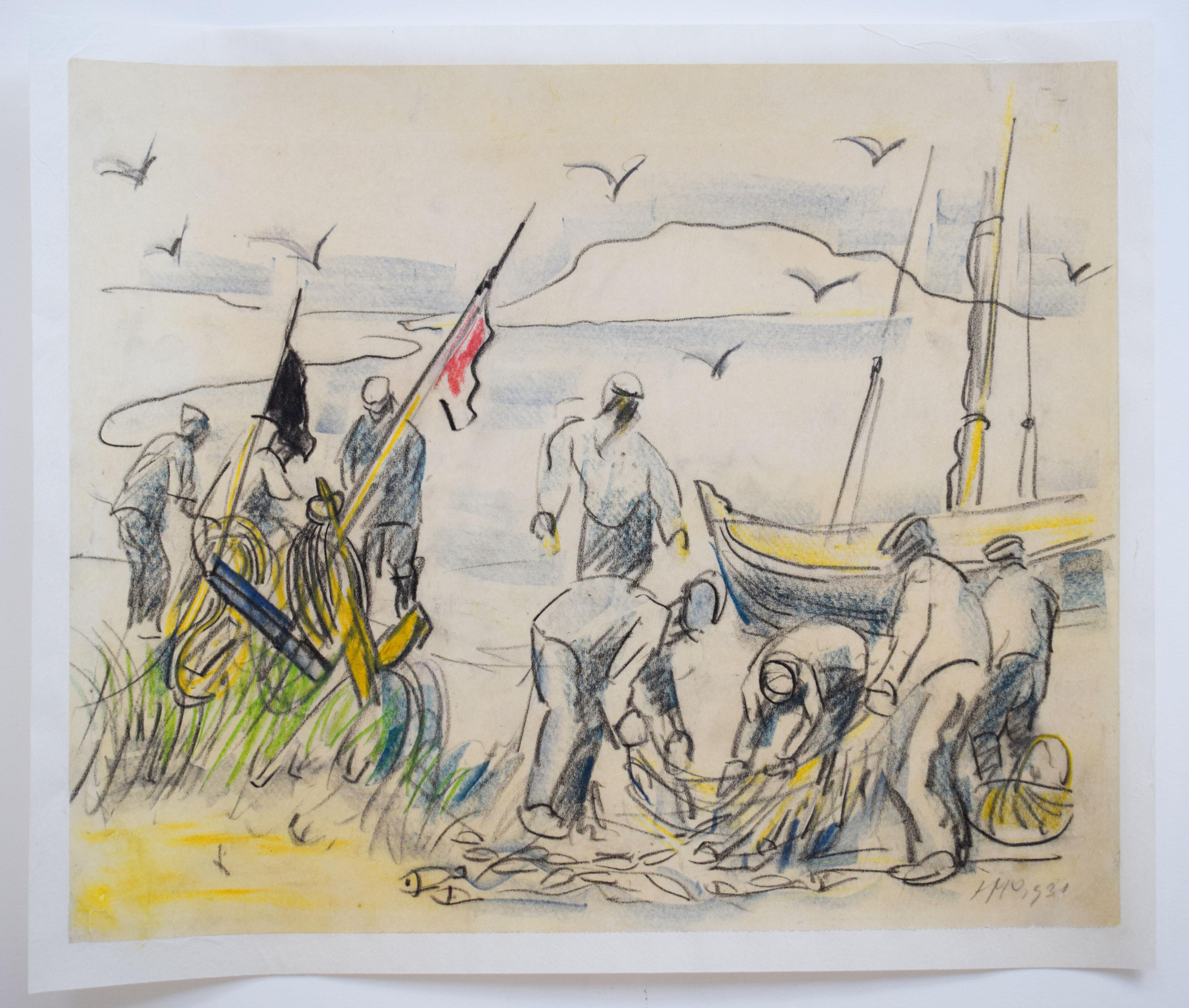 El retorno de los pescadores - Pescadores Expresionismo alemán - Art de Max Pechstein