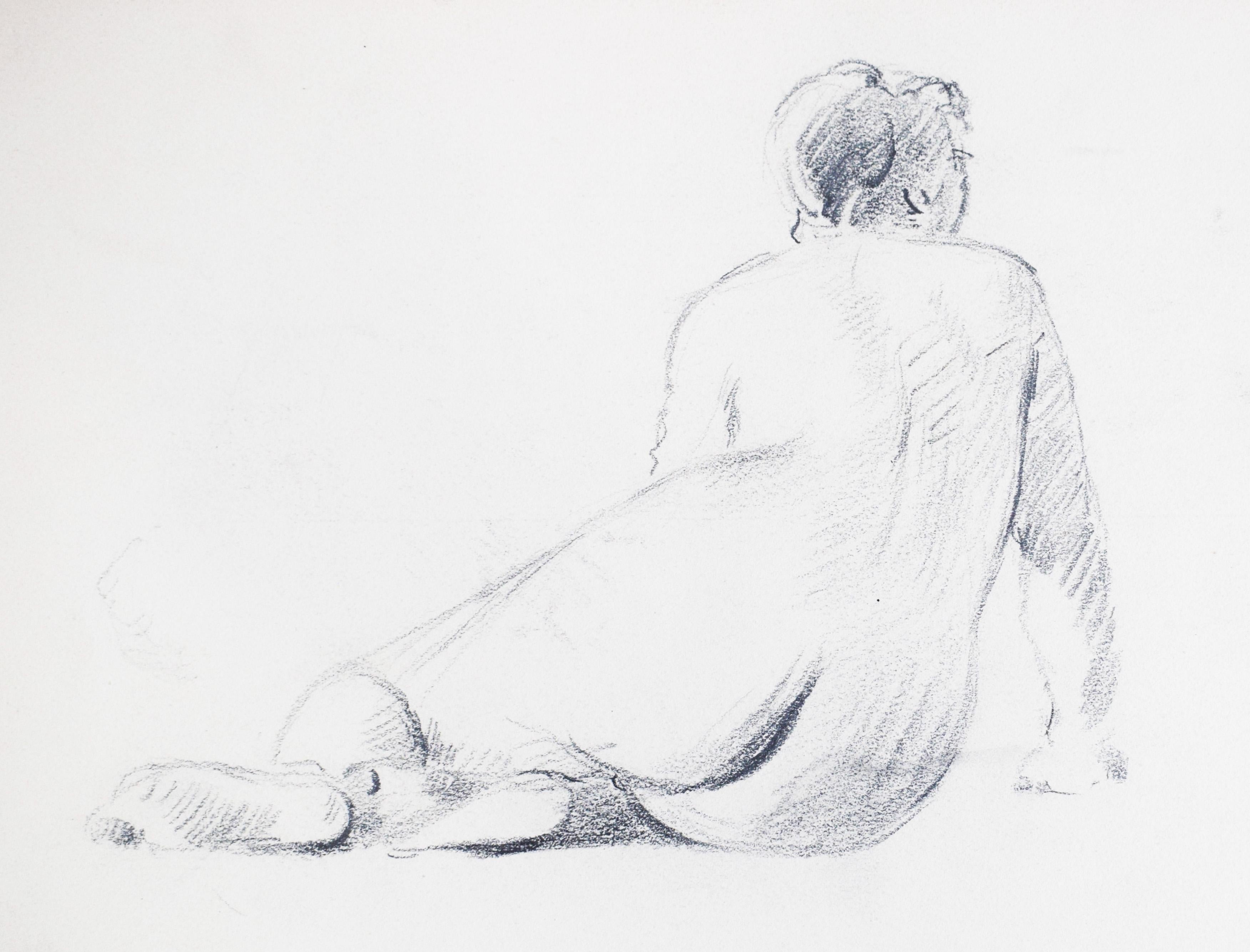 Nude Mihaly Von Munkacsy - Nu / Esquisse pour le portrait de Franz Liszt - Dessin hongrois 1890