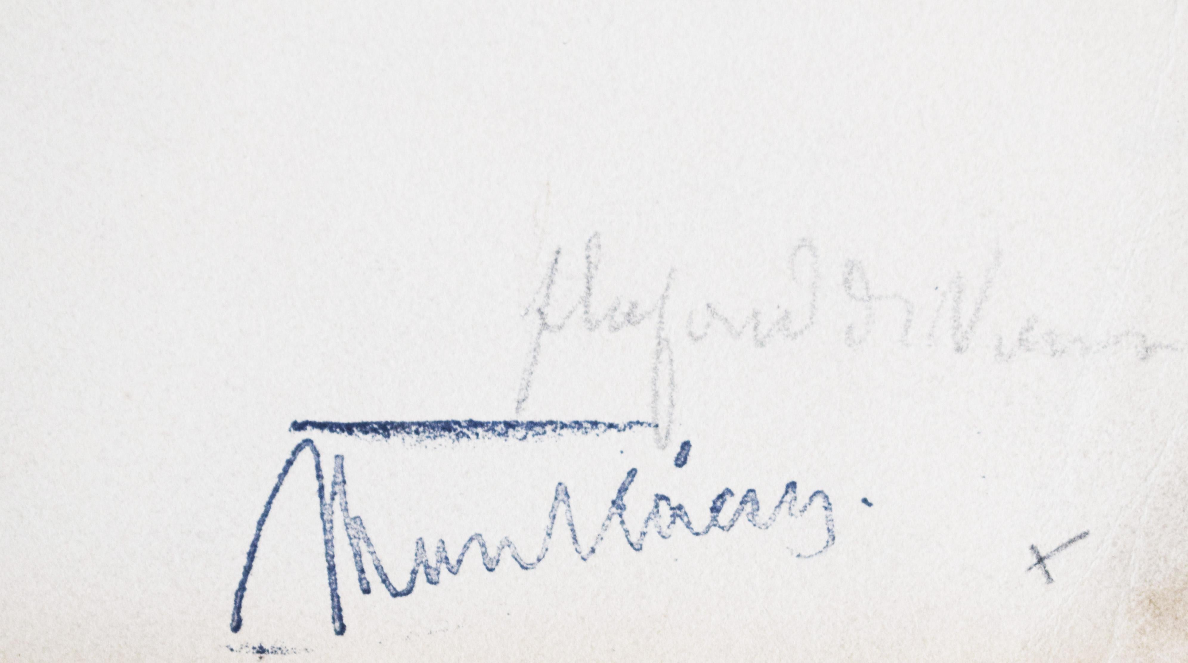 Nu / Esquisse pour le portrait de Franz Liszt - Dessin hongrois 1890 - Gris Nude par Mihaly Von Munkacsy