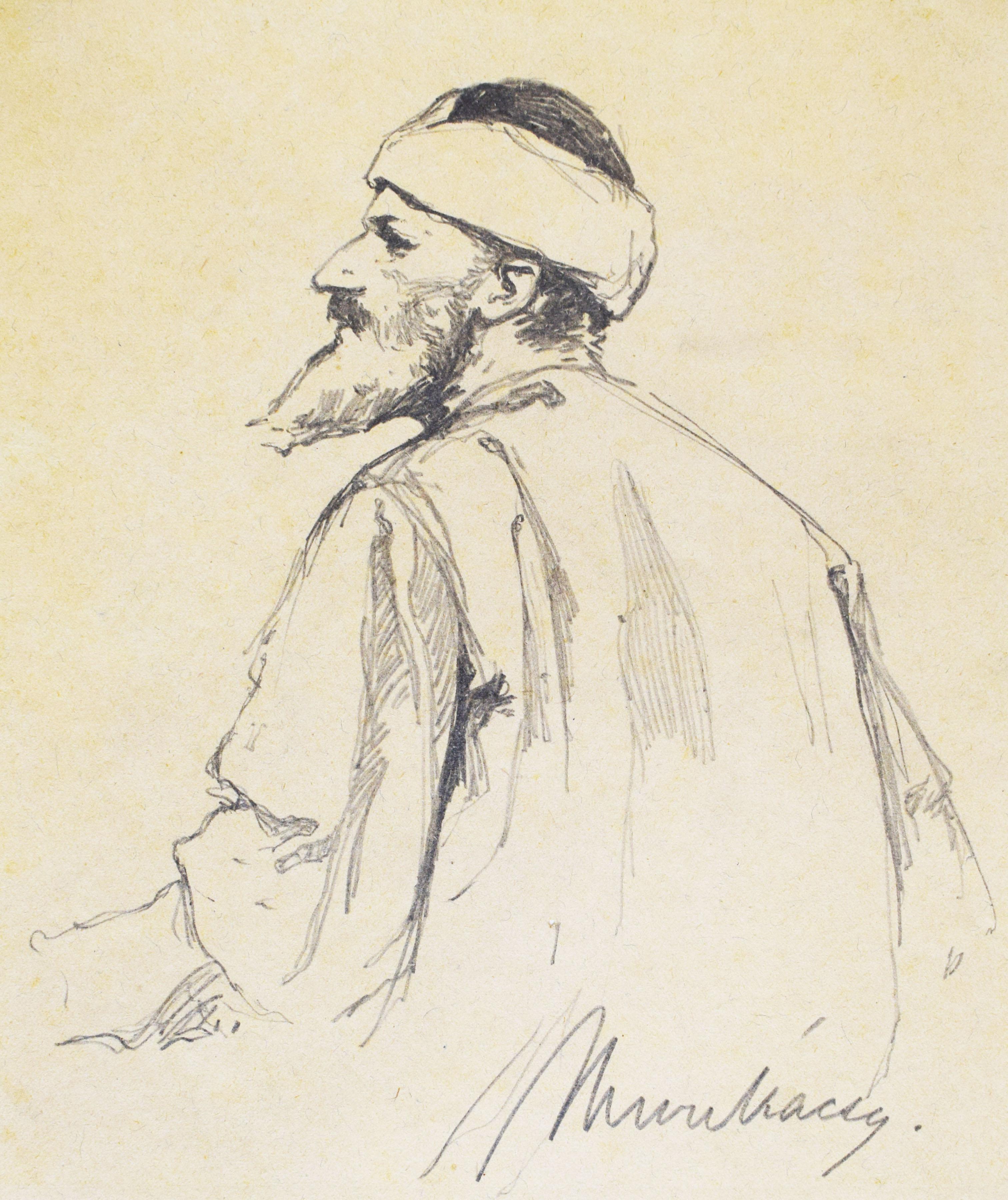 Figurative Art Mihaly Von Munkacsy - Study for Le Christ devant Pilate (II) - Dessin du Christ hongrois devant Pilate