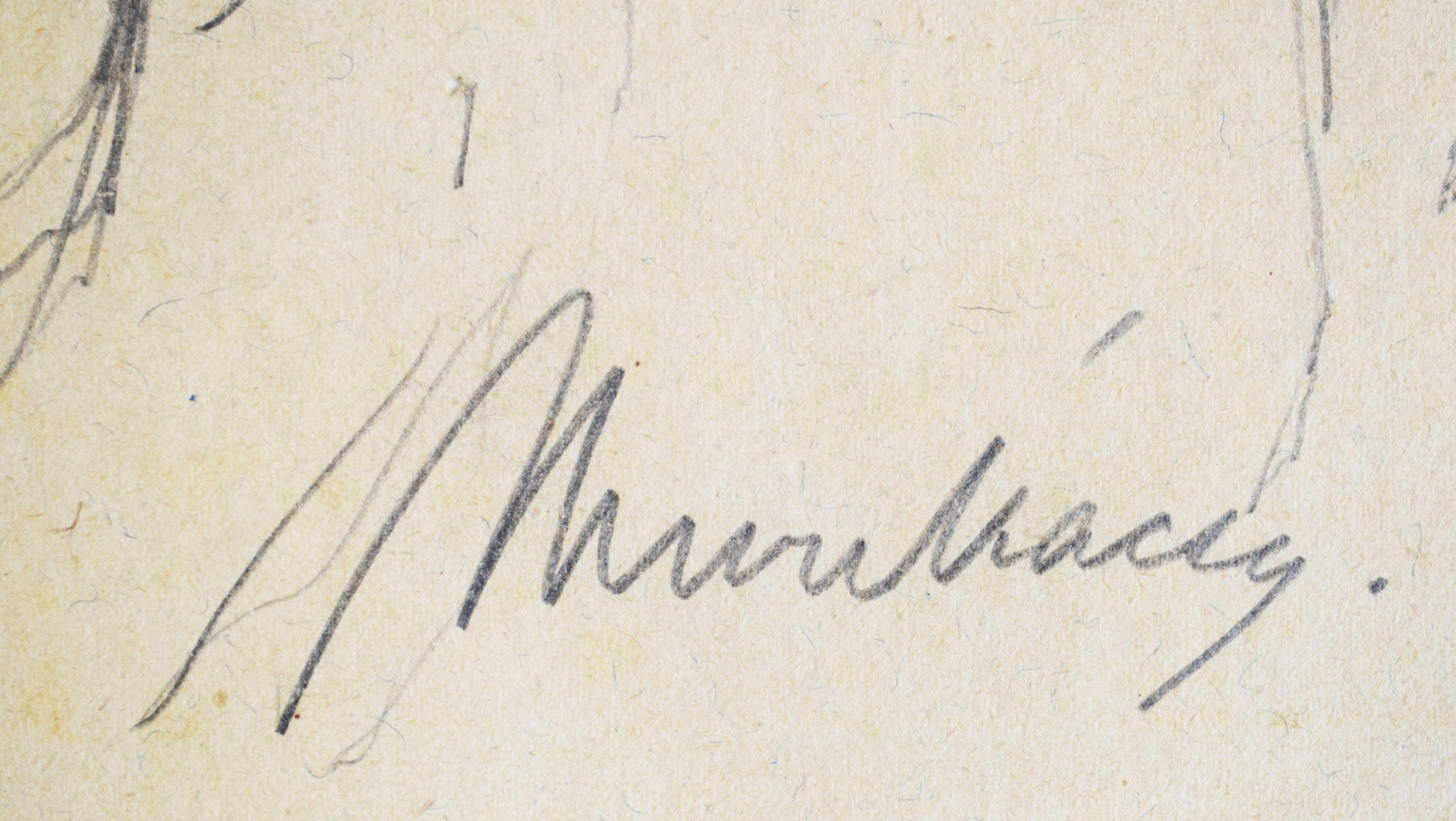 Study for Le Christ devant Pilate (II) - Dessin du Christ hongrois devant Pilate - Blanc Figurative Art par Mihaly Von Munkacsy