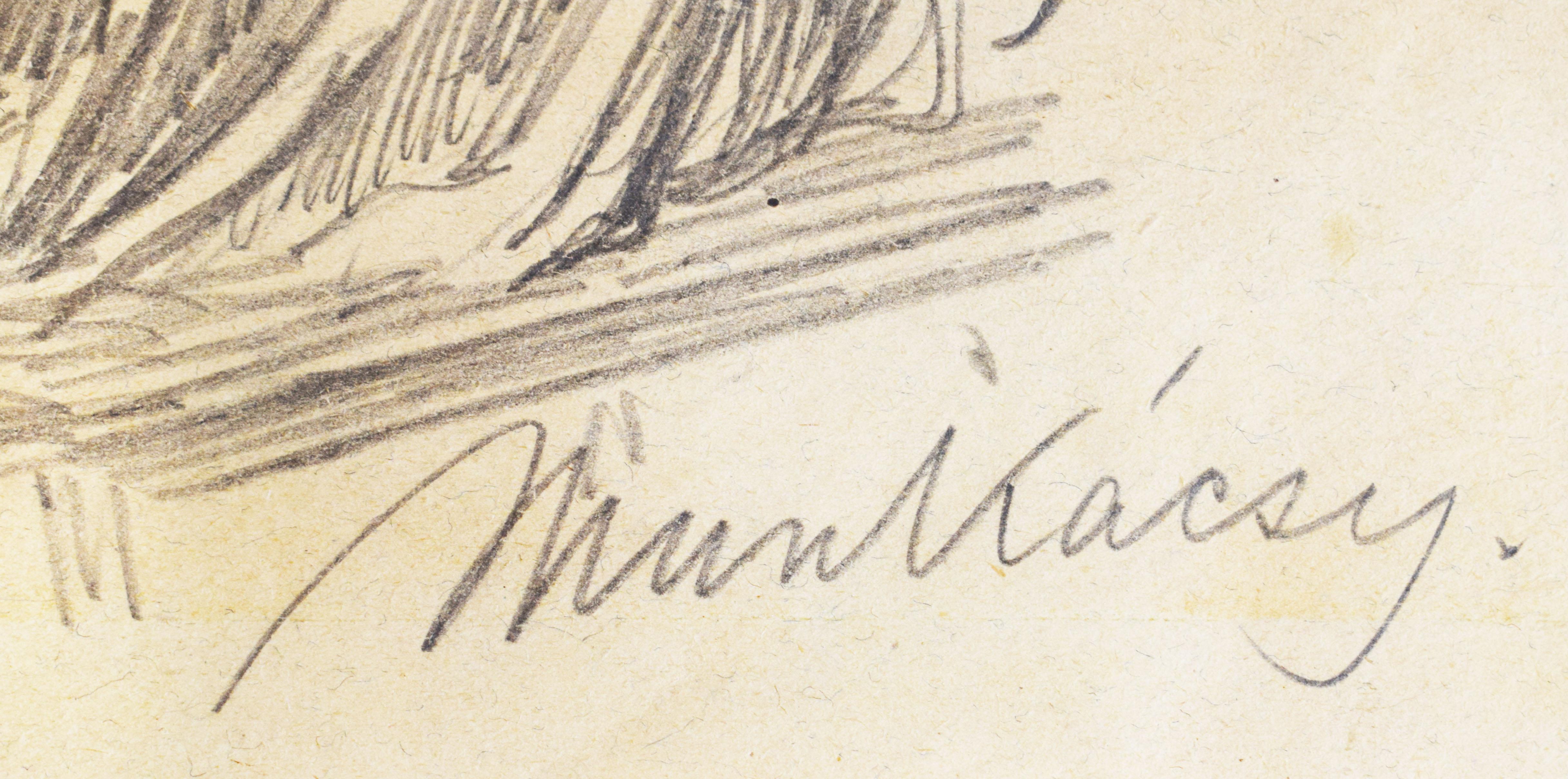 Studio per Cristo davanti a Pilato (V) - Disegno ungherese di Cristo davanti a Pilato - Figurative Art Beige di Mihaly Von Munkacsy