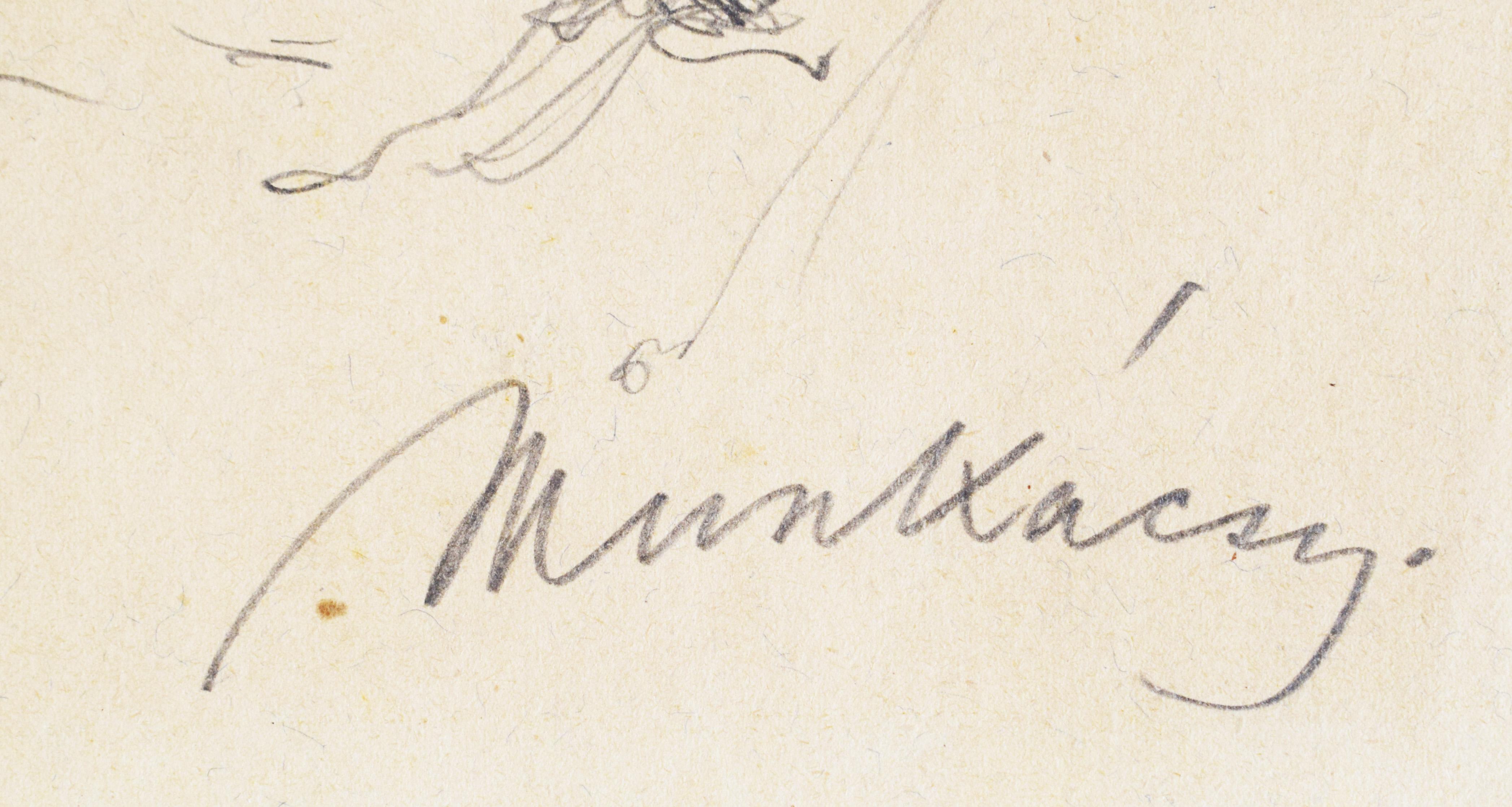 Studio per Cristo davanti a Pilato (VI) - Disegno ungherese di Cristo davanti a Pilato - Figurative Art Bianco di Mihaly Von Munkacsy