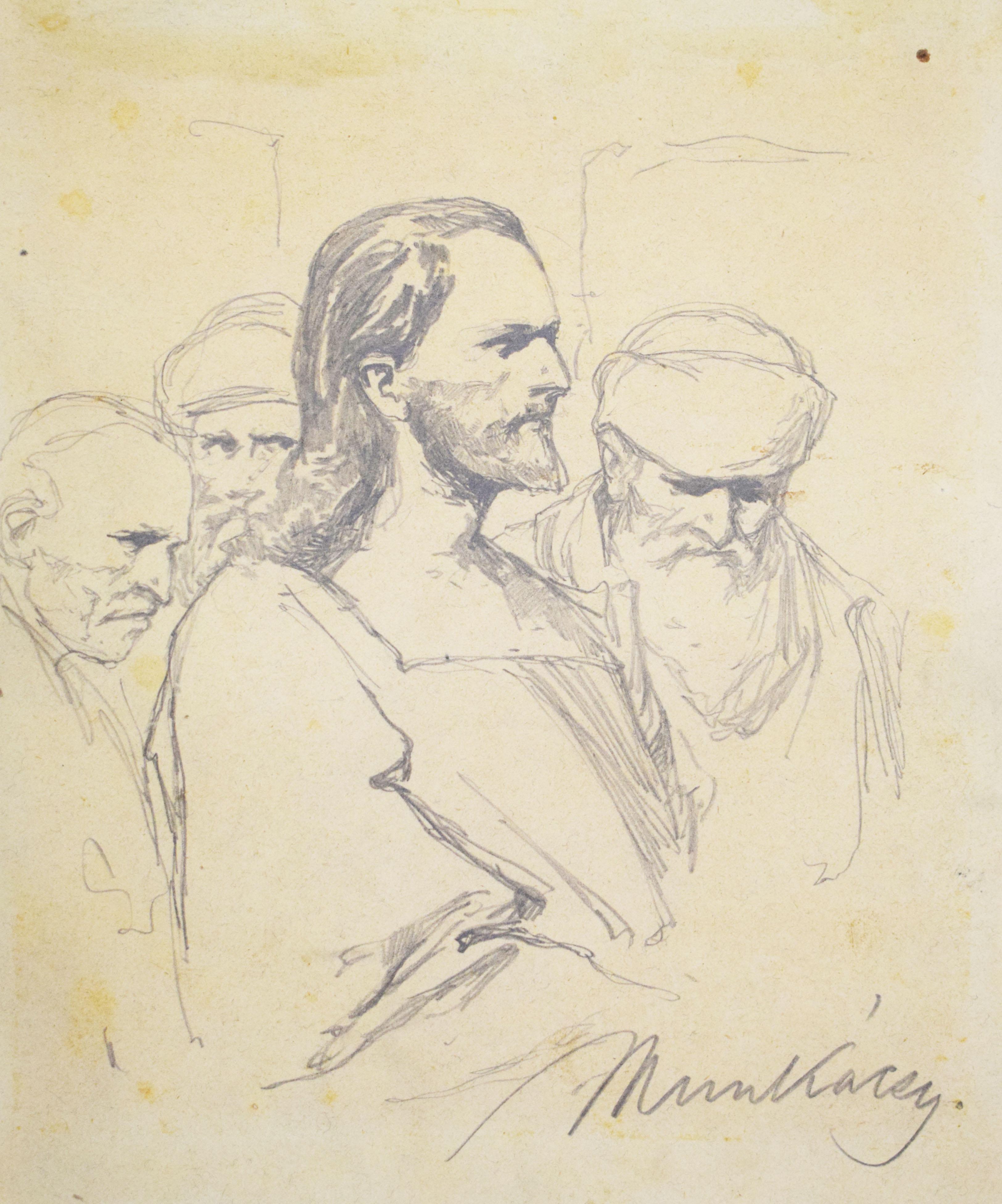 Study for Christ before Pilate (X) - Drawing Hungarian Christ before Pilate