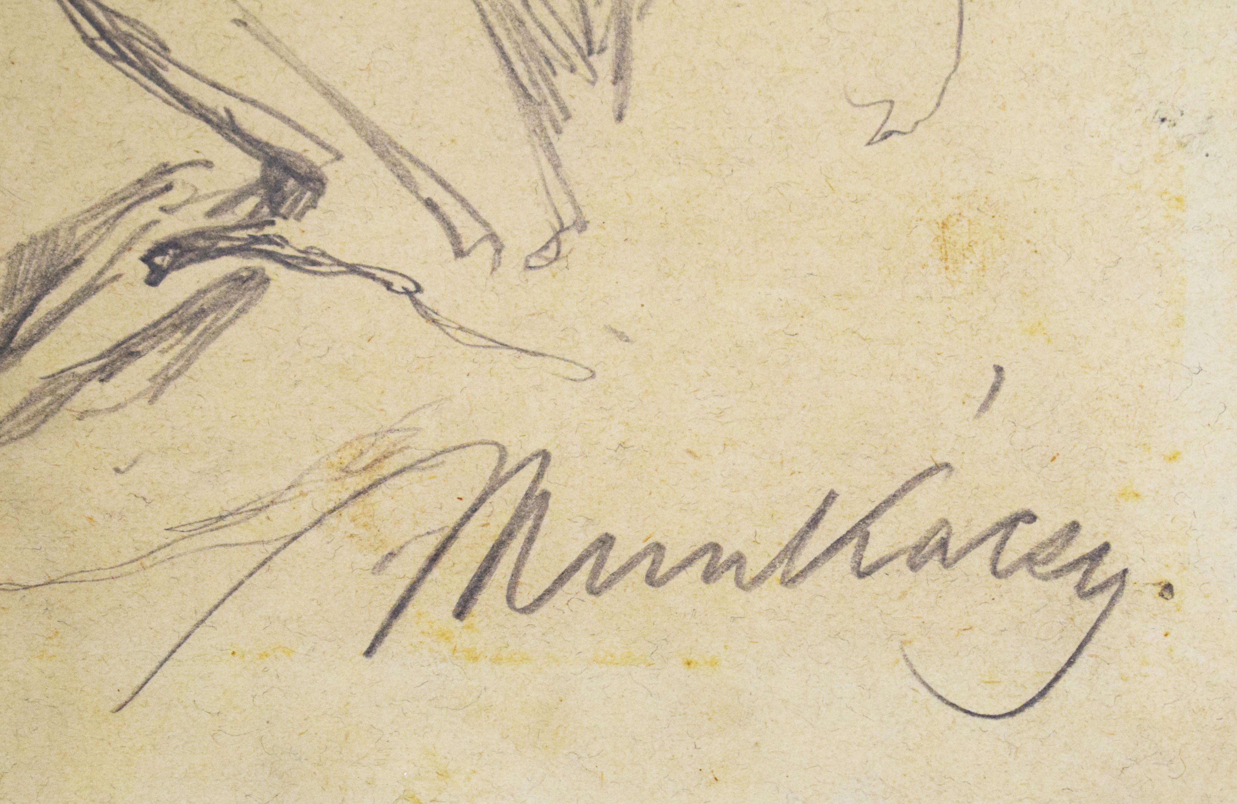 Étude pour Le Christ devant Pilate (X) - Dessin du Christ hongrois devant Pilate - Beige Figurative Art par Mihaly Von Munkacsy