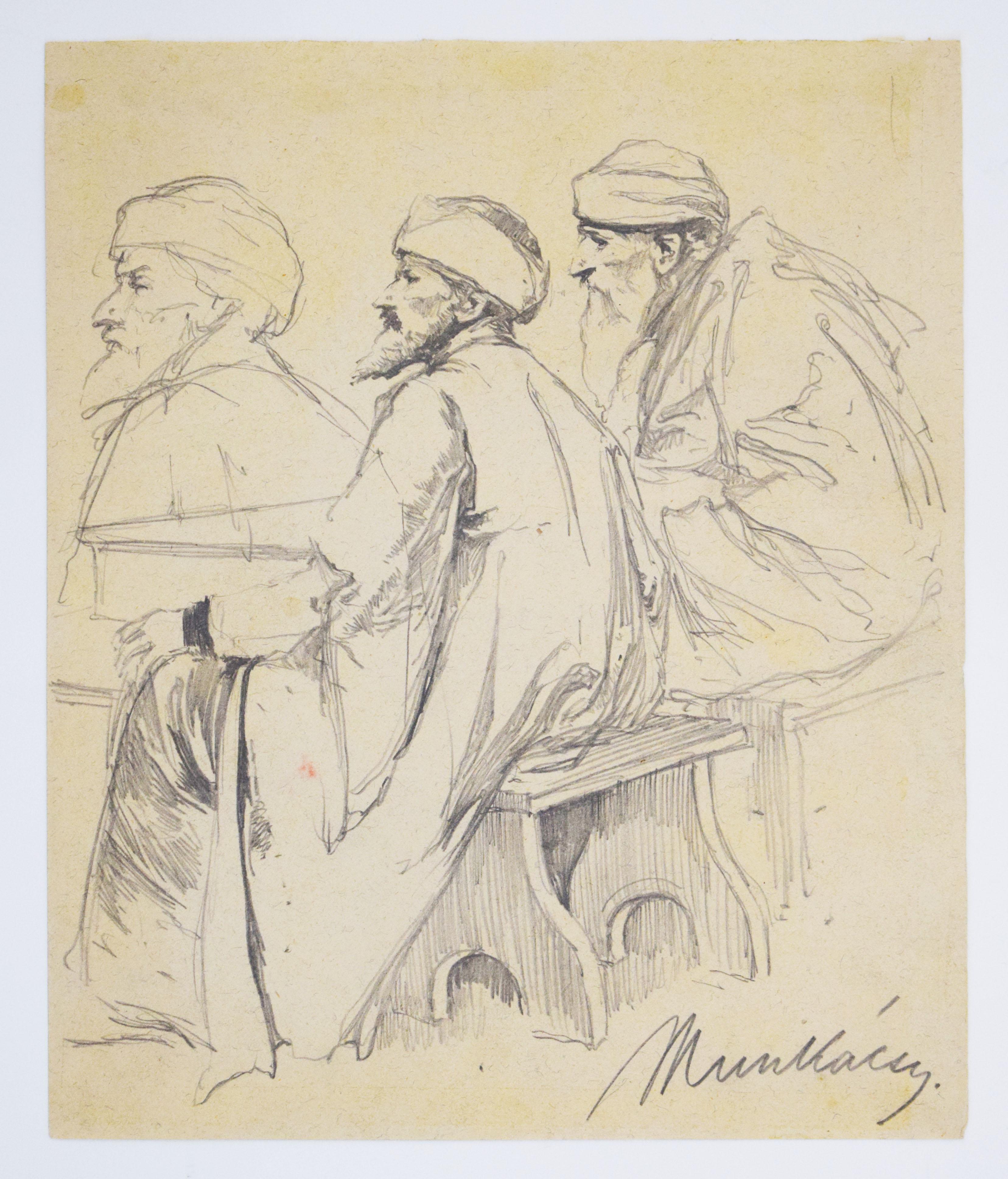 Studio per Cristo davanti a Pilato (XIV) - Disegno ungherese di Cristo davanti a Pilato - Art di Mihaly Von Munkacsy