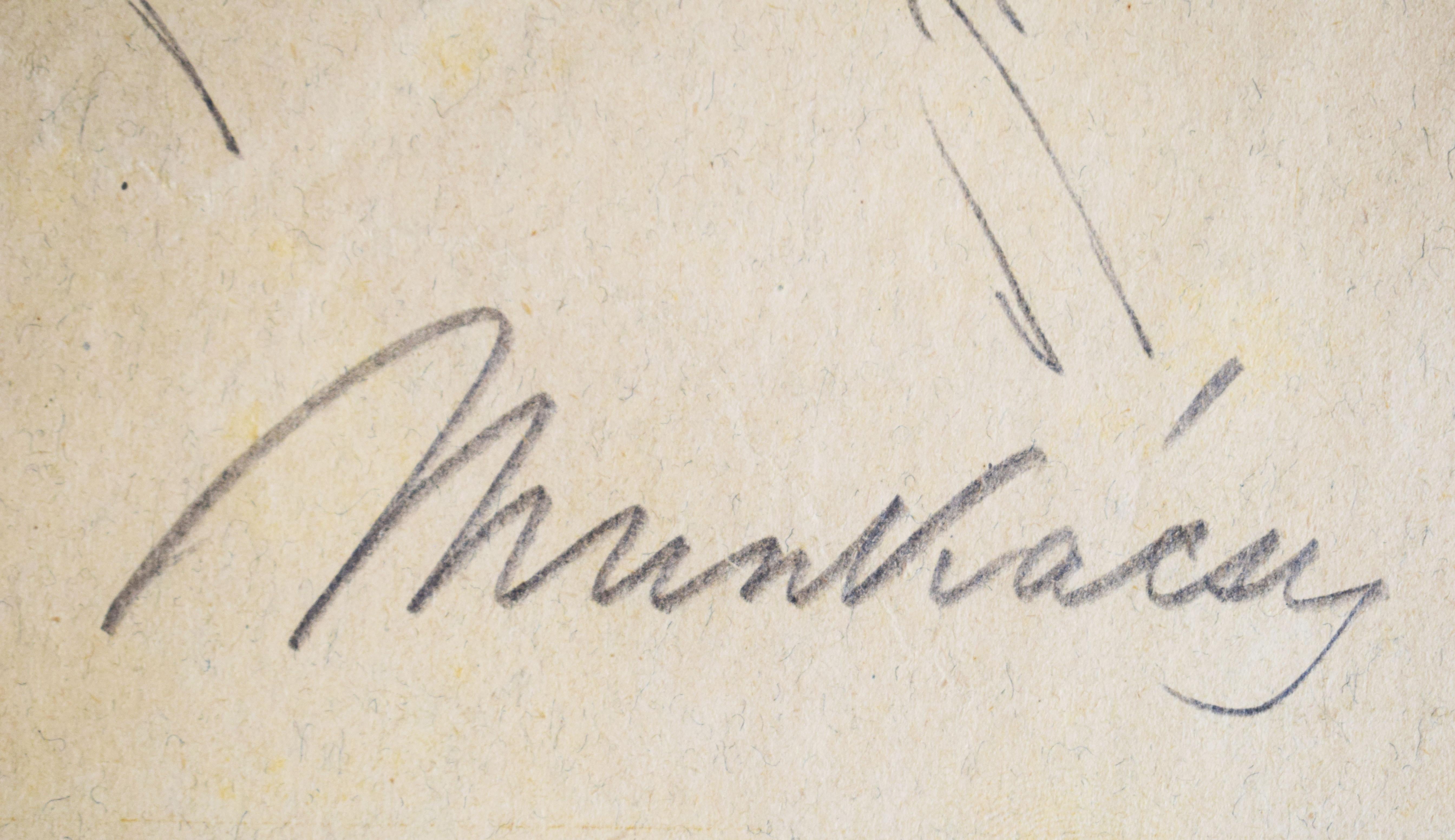 Dibujo de Cristo ante Pilatos (XVI) - Dibujo de Cristo húngaro ante Pilatos - Figurative Art Beige de Mihaly Von Munkacsy