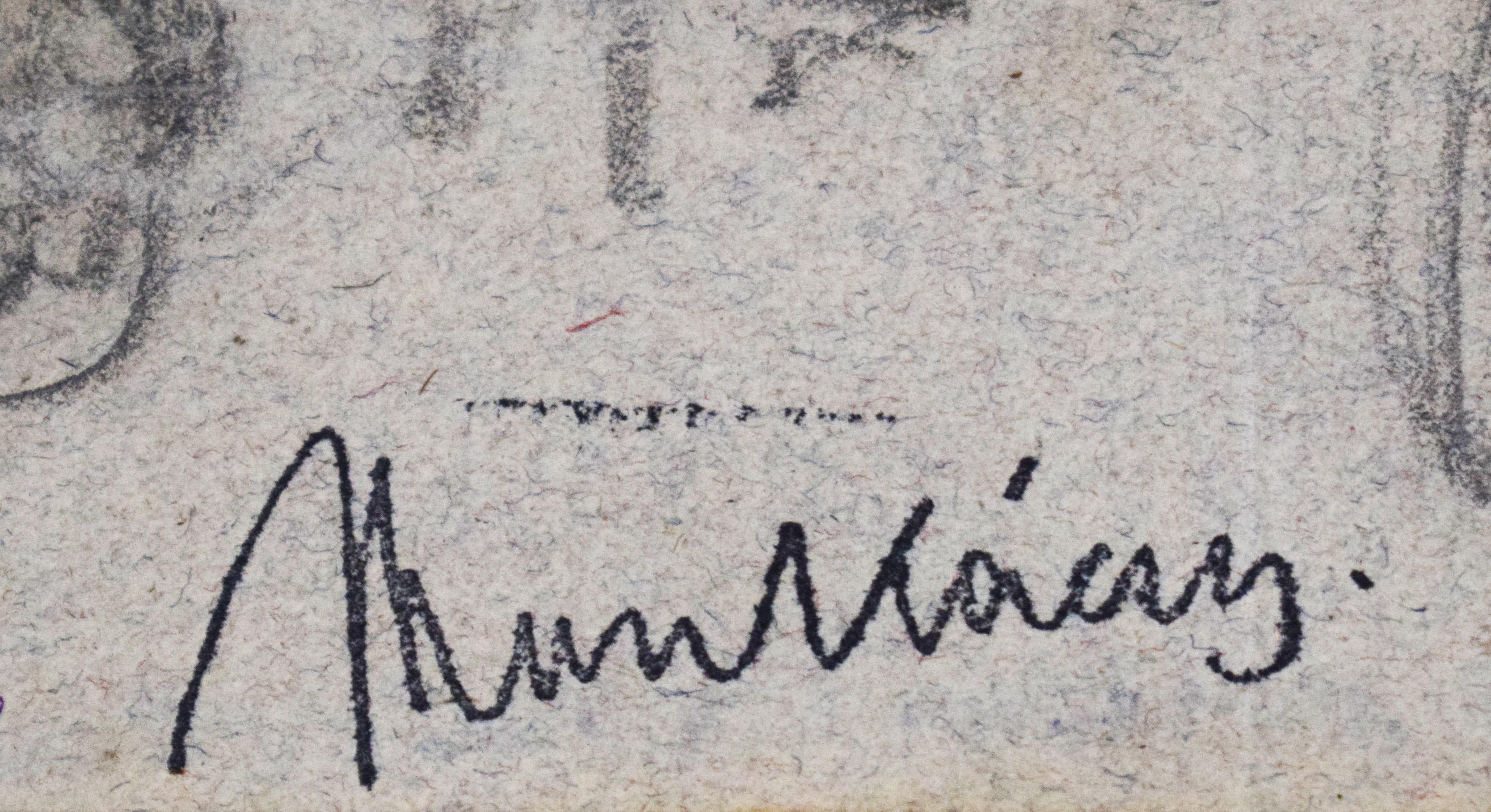 Skizze für Tramp bei Nacht - Zeichnung Ungarische Kunst 1873 (Grau), Figurative Art, von Mihaly Von Munkacsy