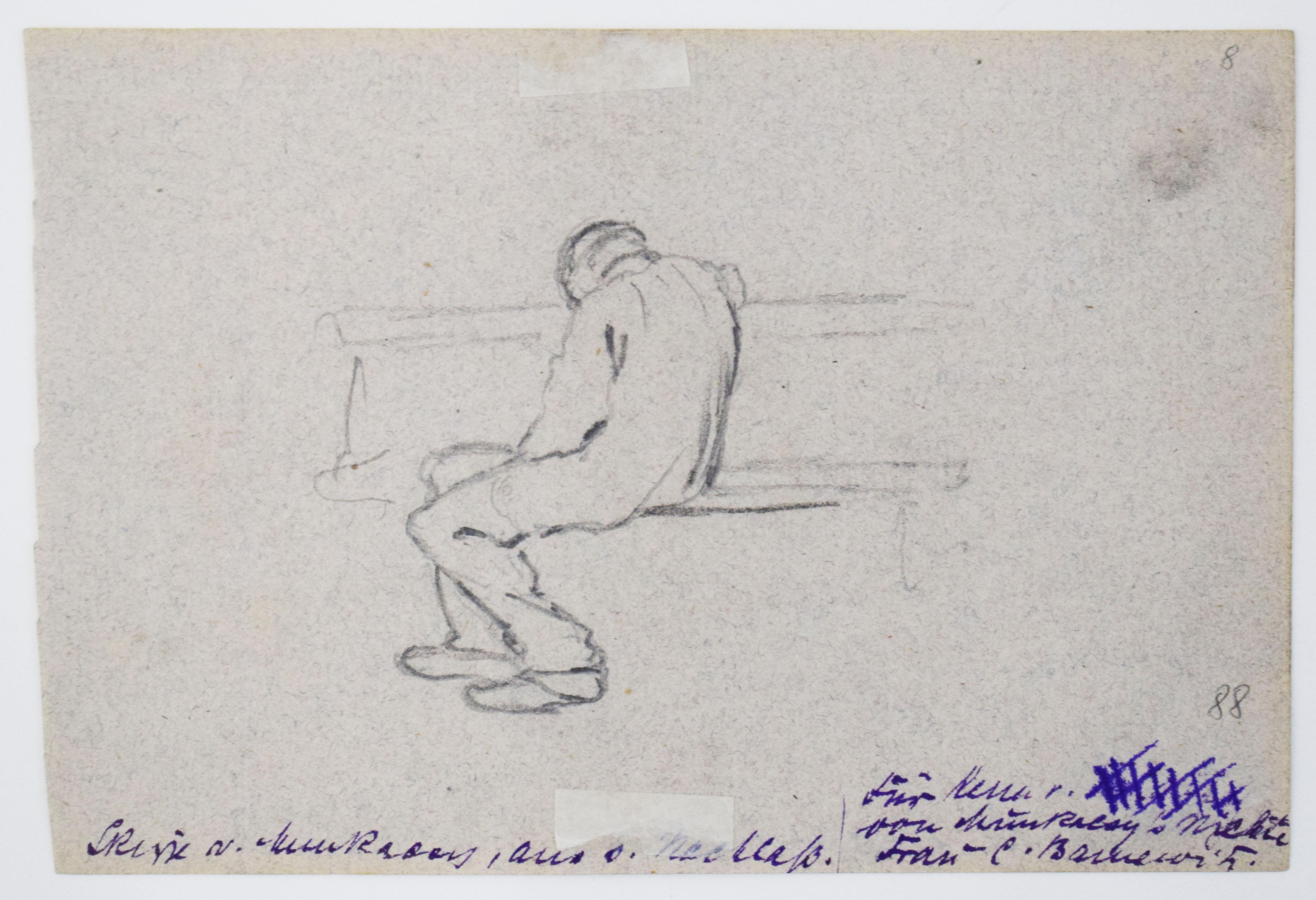 Skizze für Tramp bei Nacht - Zeichnung Ungarische Kunst 1873 im Angebot 1