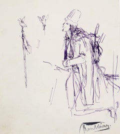 Antique Sketch for Conquest (Honfoglalás) - Drawing Hungarian Art Honfoglalás