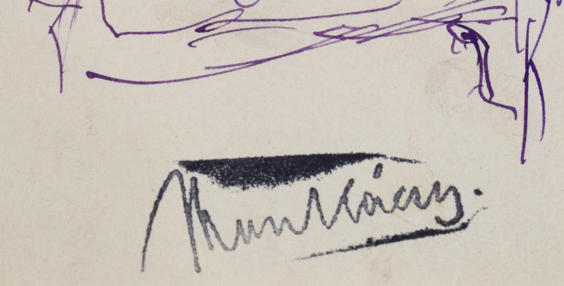 This is an original ink drawing by Mihaly von Munkácsy. 
It was made in preparation for the oil painting 