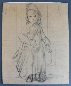 The Little Housewife  Le petite ménagere - Drawing on Chine Paper