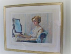 Early 20th C Portrait Attractive Female Watercolour Listed Artist K B Curtis