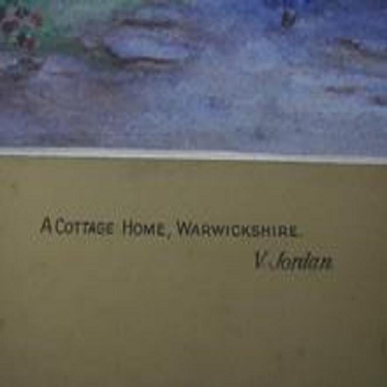 19th Century Warwickshire Country Cottage Watercolour V Jordan For Sale 1