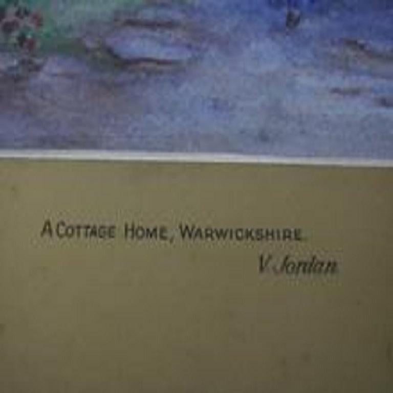 Warwickshire, Landhaus-Aquarell V. Jordan, 19. Jahrhundert – Art von V Jordan