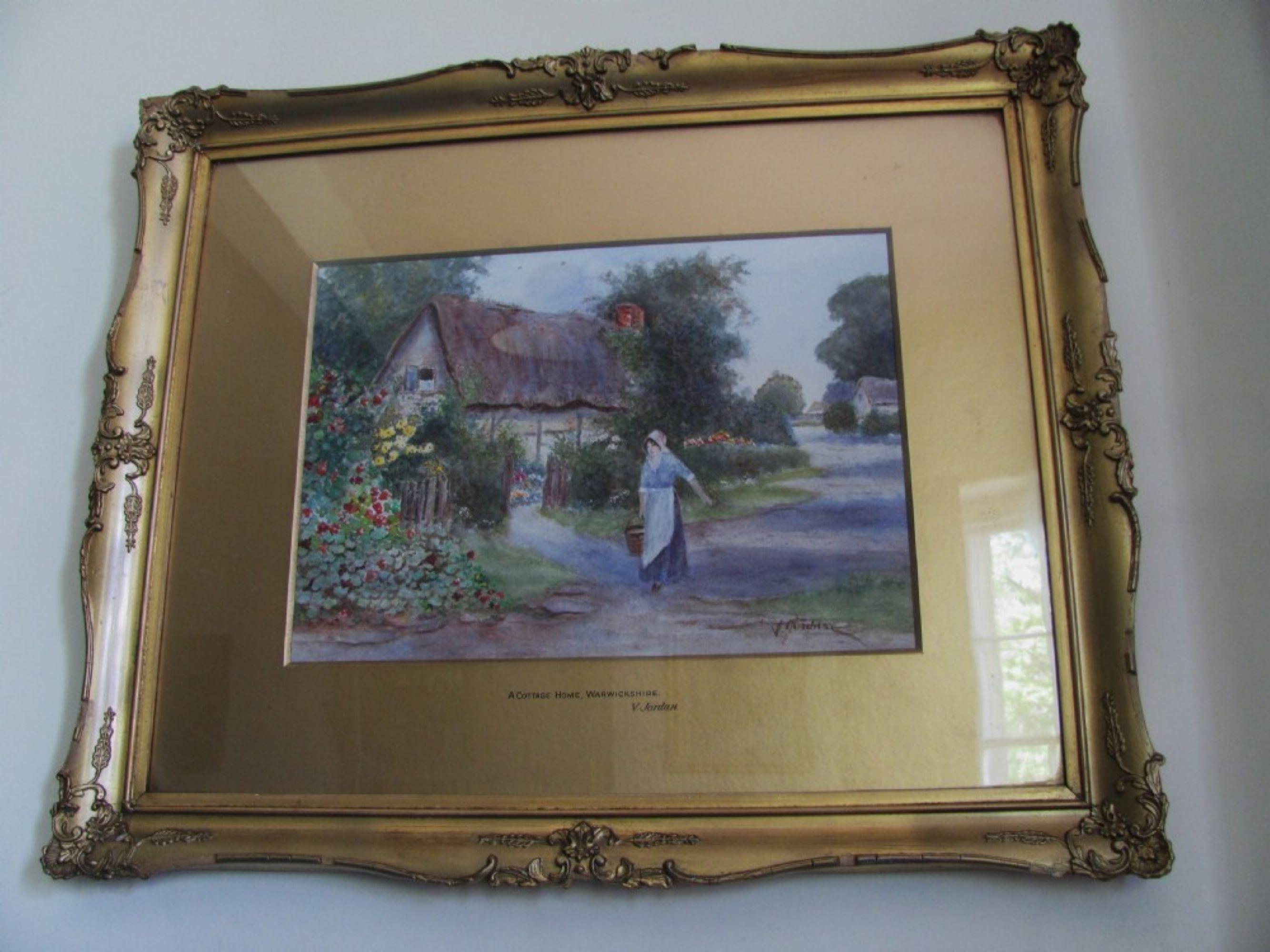 Aquarelle V.I.I.I. du 19e siècle sur un chalet du Warwickshire
