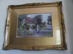 Warwickshire, Landhaus-Aquarell V. Jordan, 19. Jahrhundert