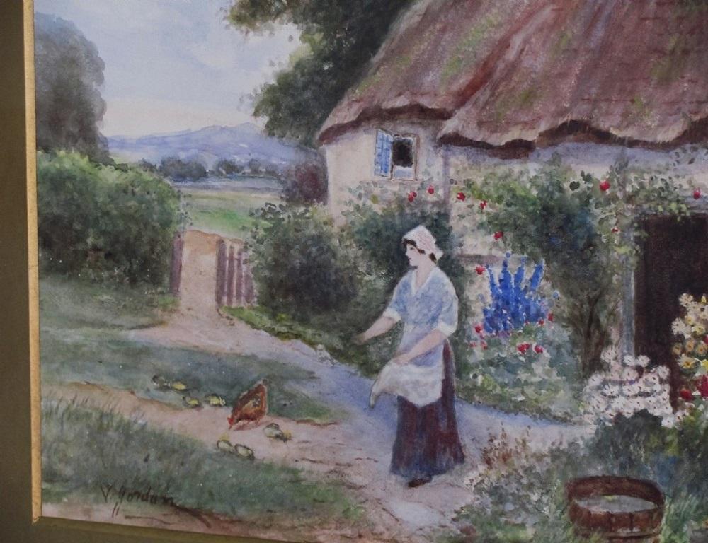 Surrey Country Cottage-Aquarell, V Jordan, 19. Jahrhundert im Angebot 4